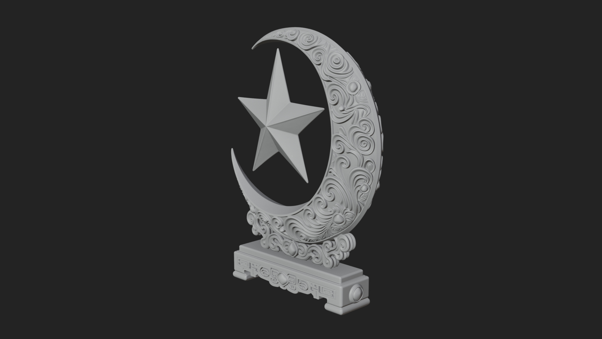Crescent Moon Star Stand Ornament Design 1 3D Print Model 3D Model