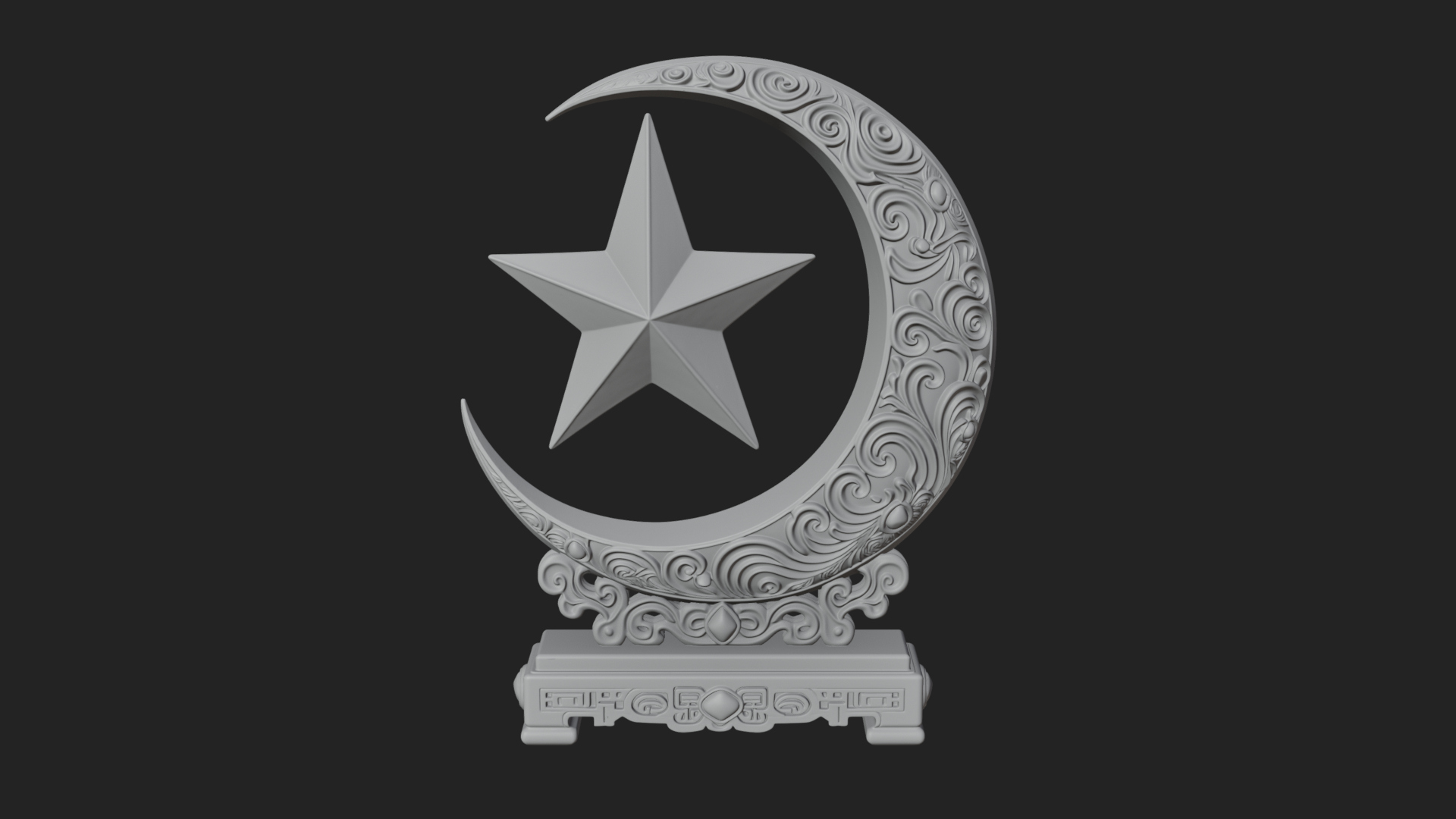 Crescent Moon Star Stand Ornament Design 1 3D Print Model 3D Model