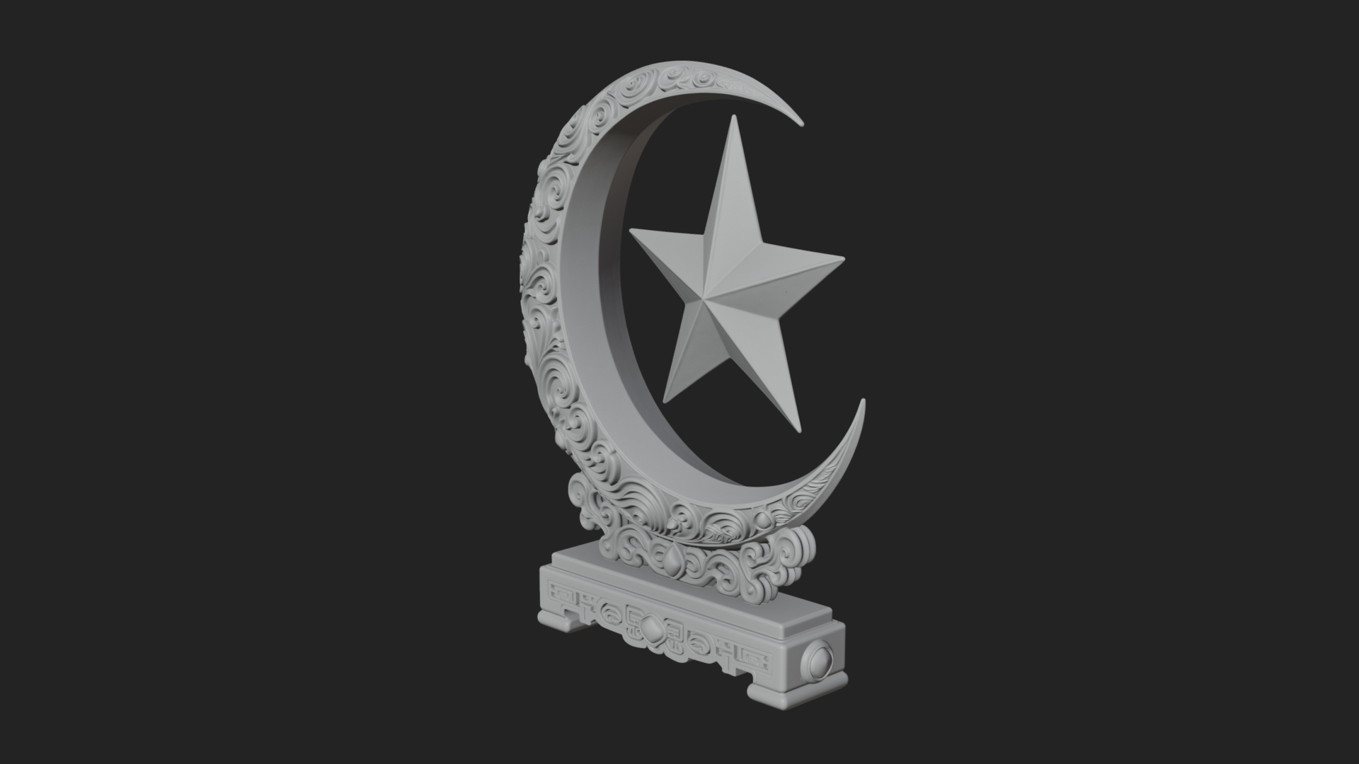 Crescent Moon Star Stand Ornament Design 1 3D Print Model 3D Model
