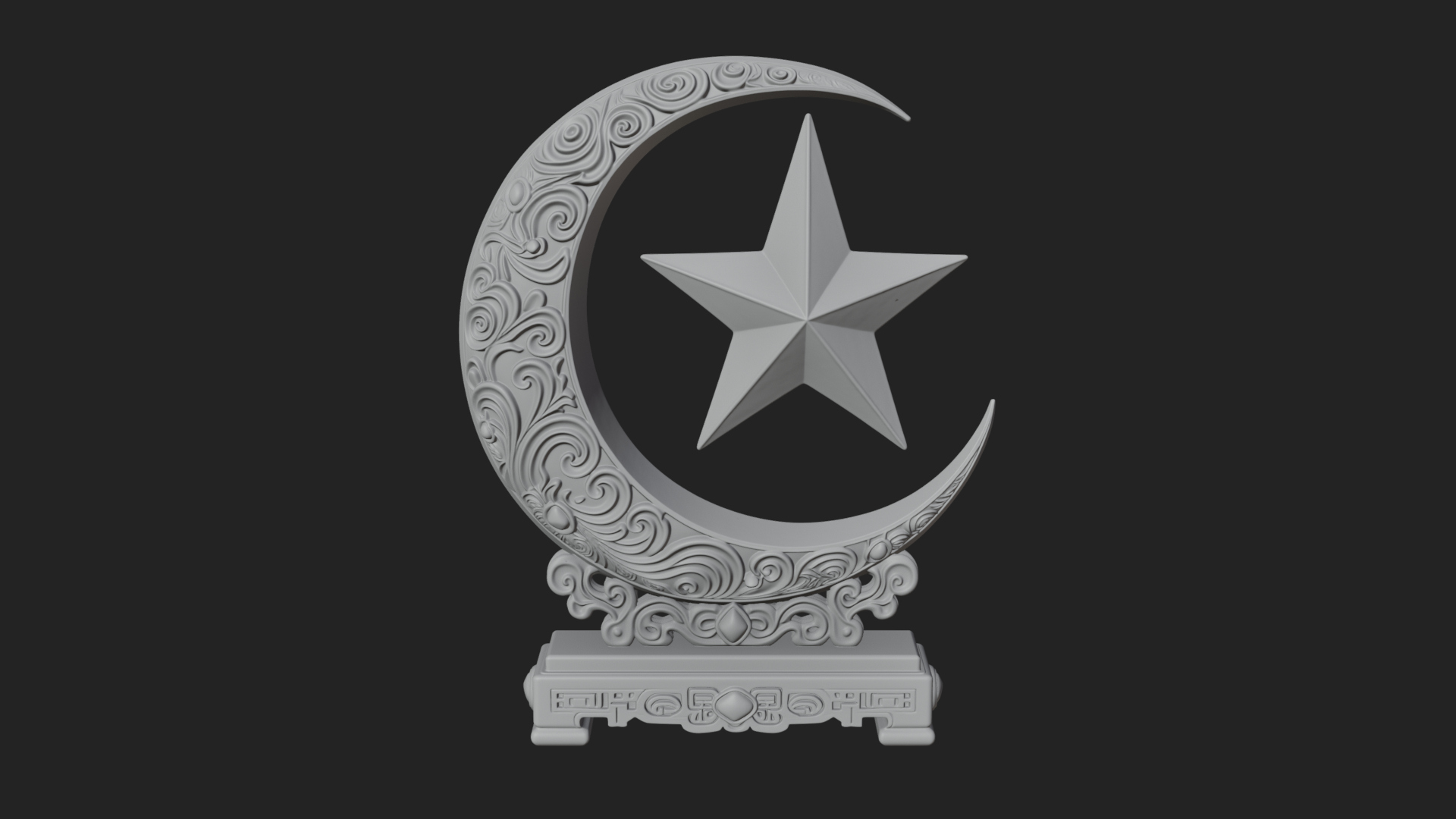 Crescent Moon Star Stand Ornament Design 1 3D Print Model 3D Model