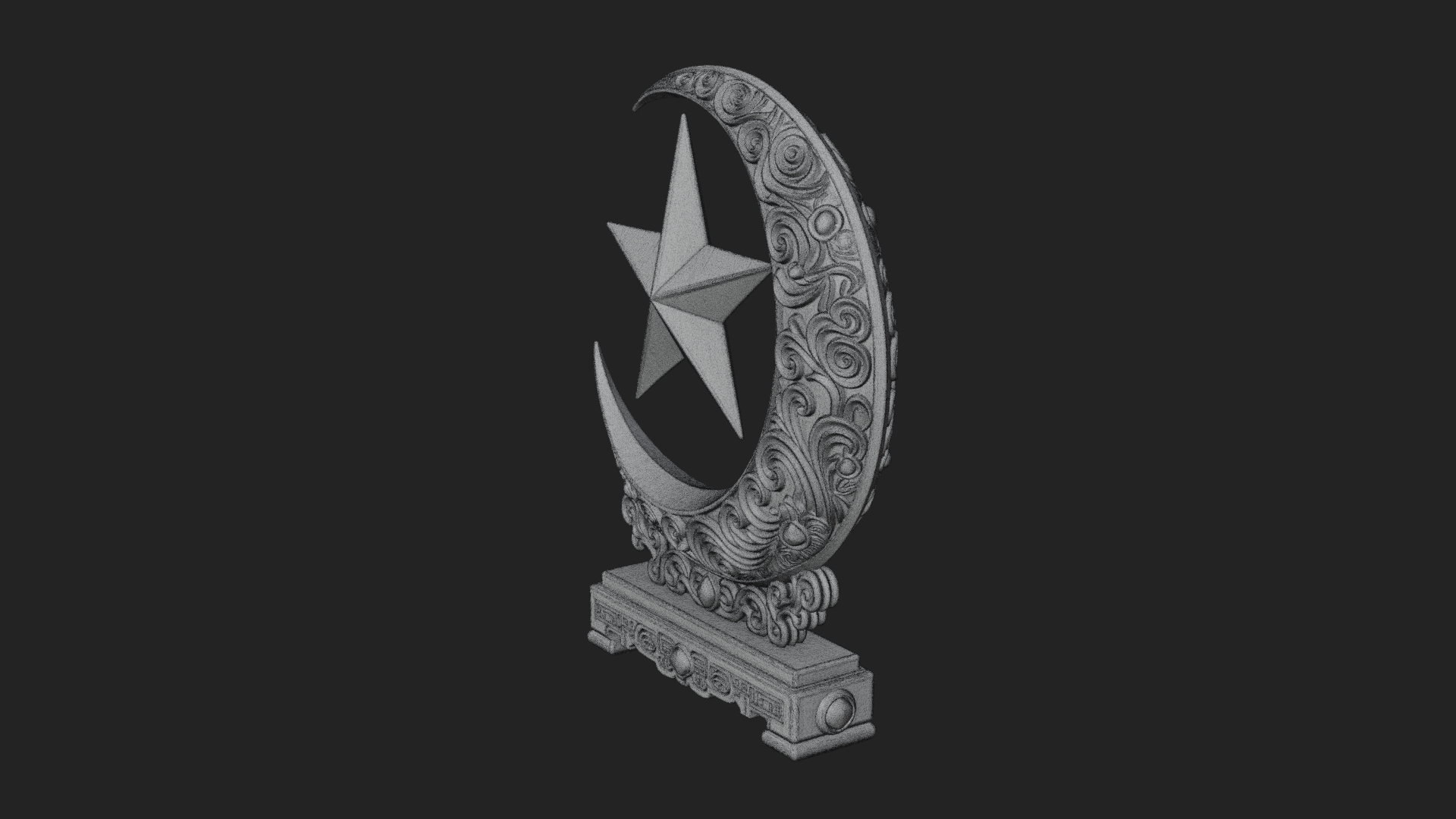 Crescent Moon Star Stand Ornament Design 1 3D Print Model 3D Model