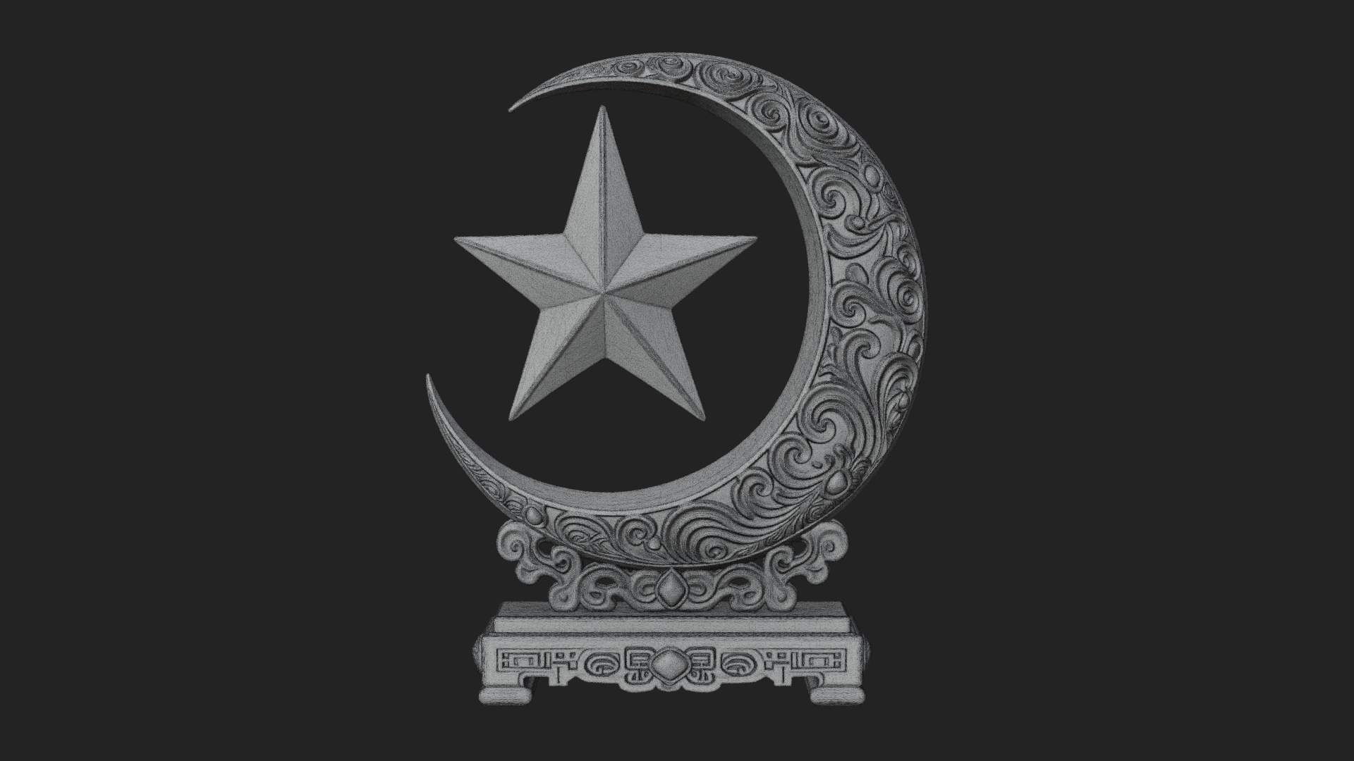 Crescent Moon Star Stand Ornament Design 1 3D Print Model 3D Model