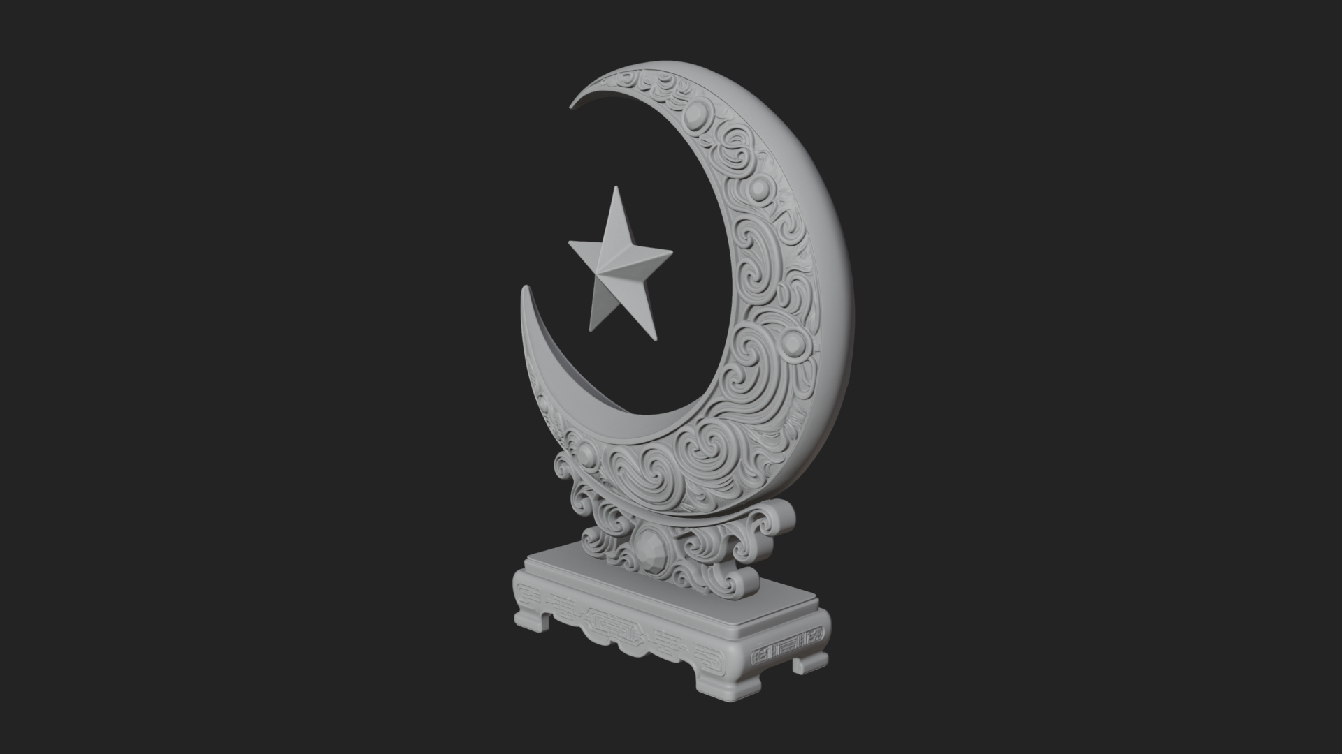 Crescent Moon Star Stand Ornament Design 2 3D Print Model 3D Model