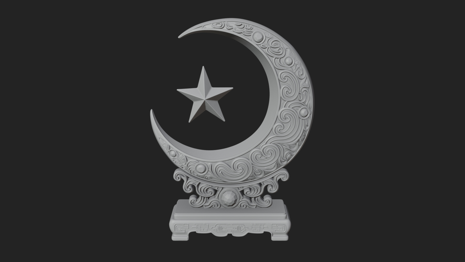 Crescent Moon Star Stand Ornament Design 2 3D Print Model 3D Model