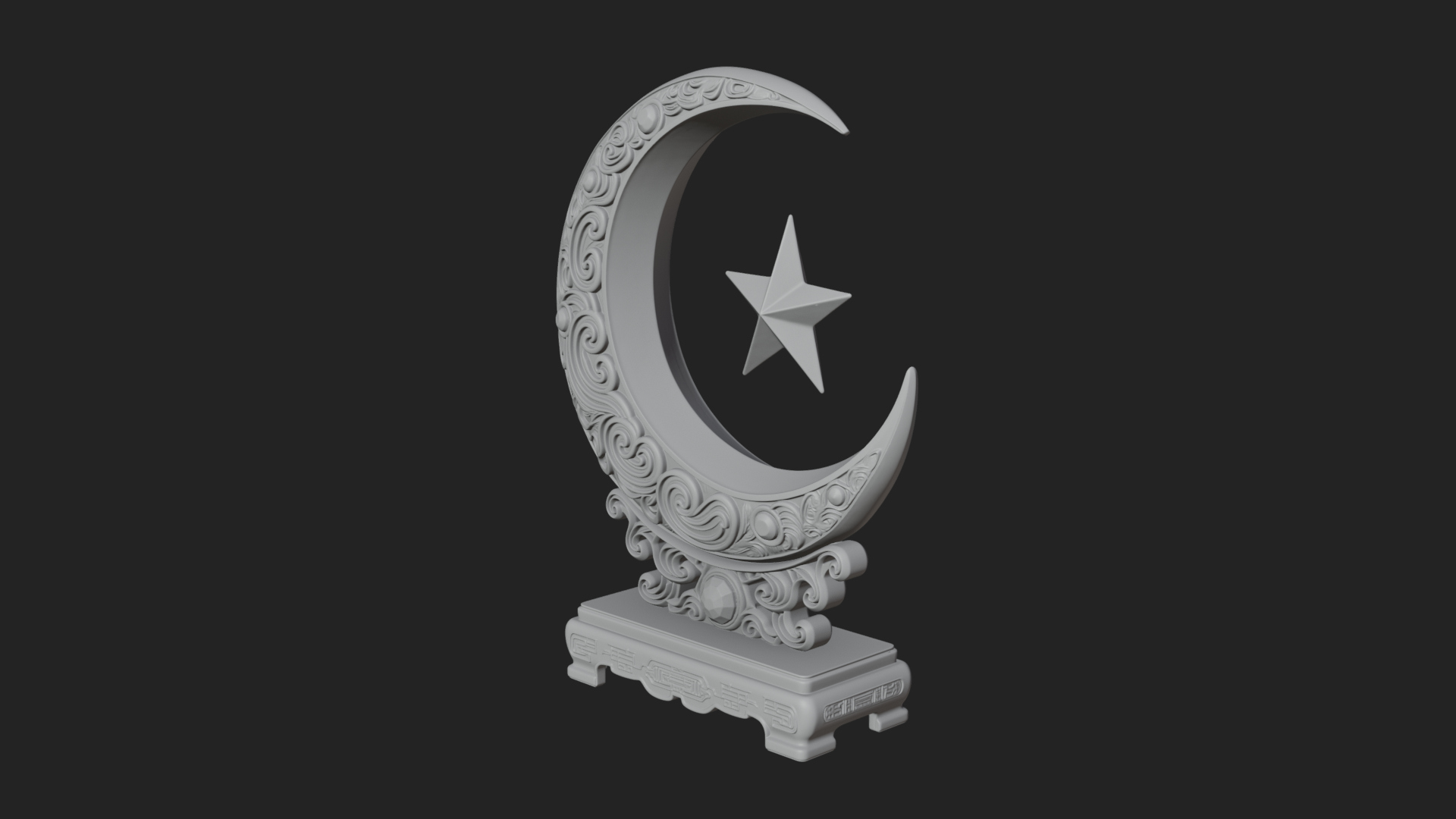 Crescent Moon Star Stand Ornament Design 2 3D Print Model 3D Model