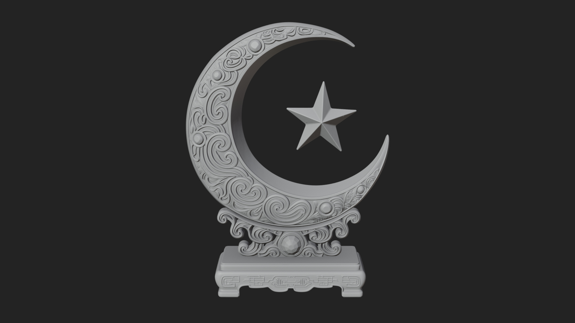 Crescent Moon Star Stand Ornament Design 2 3D Print Model 3D Model