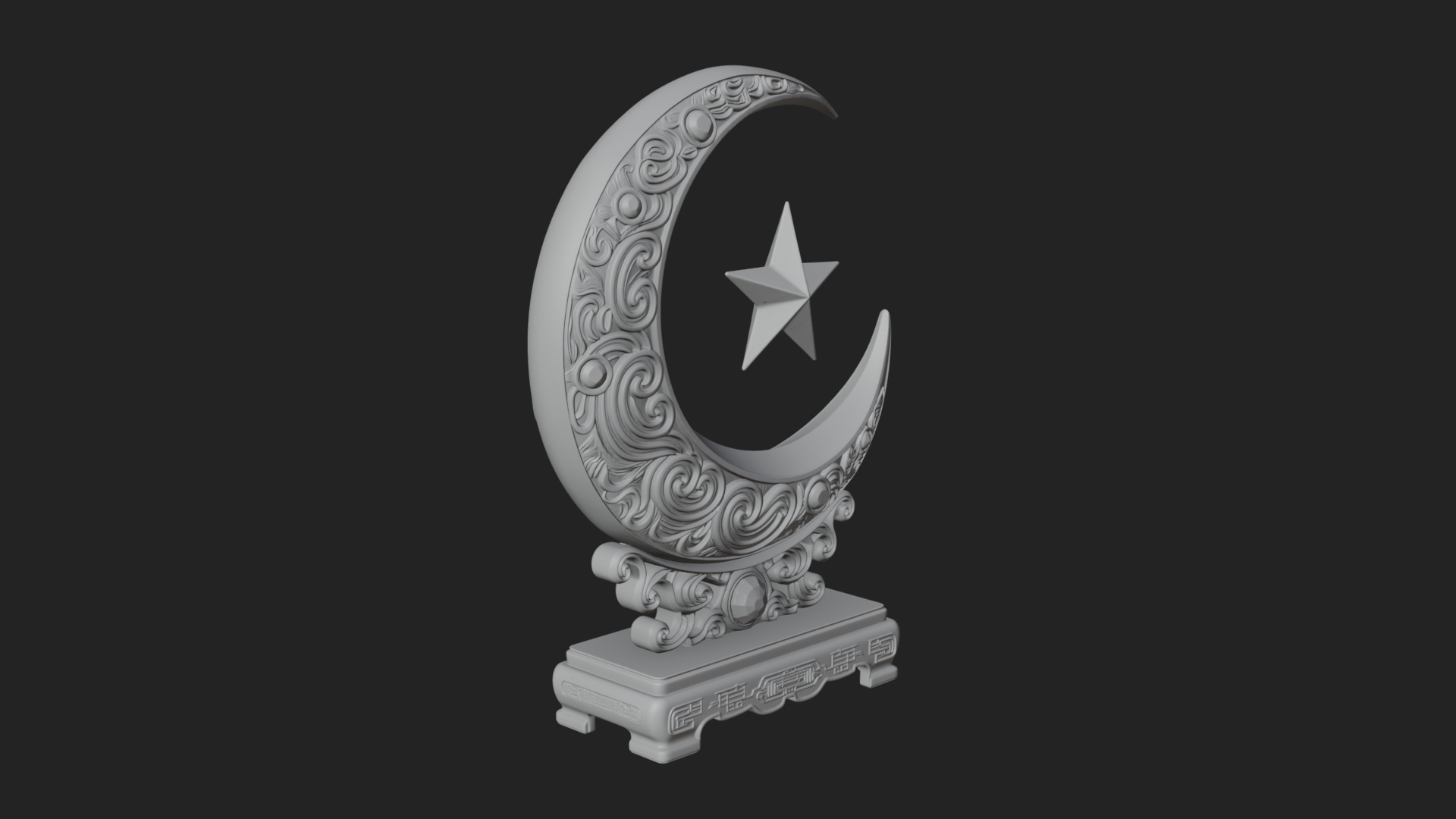 Crescent Moon Star Stand Ornament Design 2 3D Print Model 3D Model