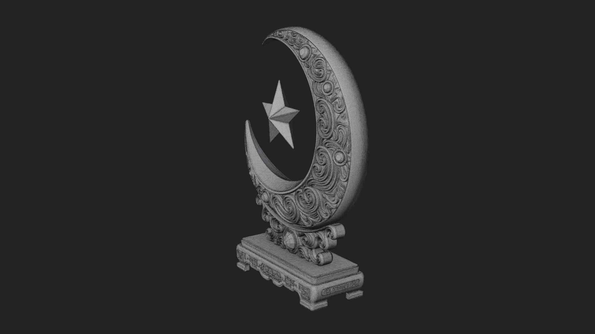Crescent Moon Star Stand Ornament Design 2 3D Print Model 3D Model