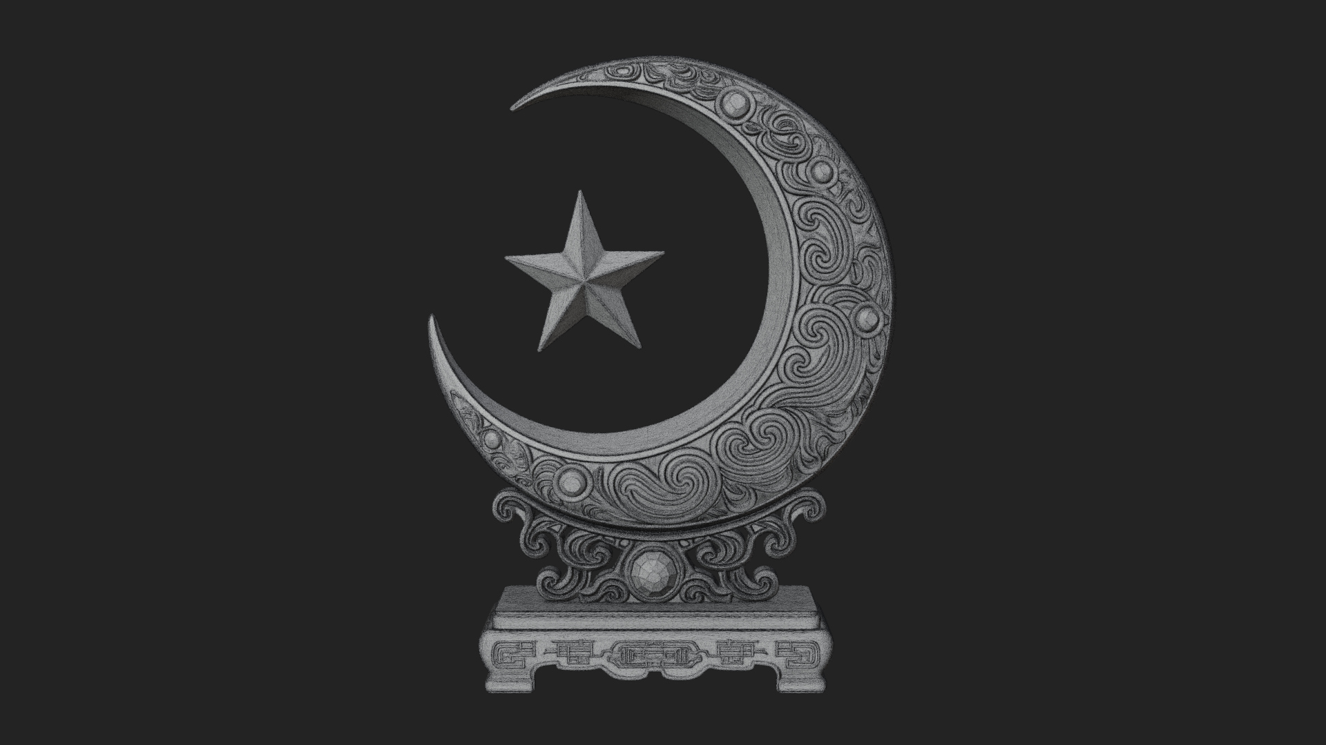 Crescent Moon Star Stand Ornament Design 2 3D Print Model 3D Model