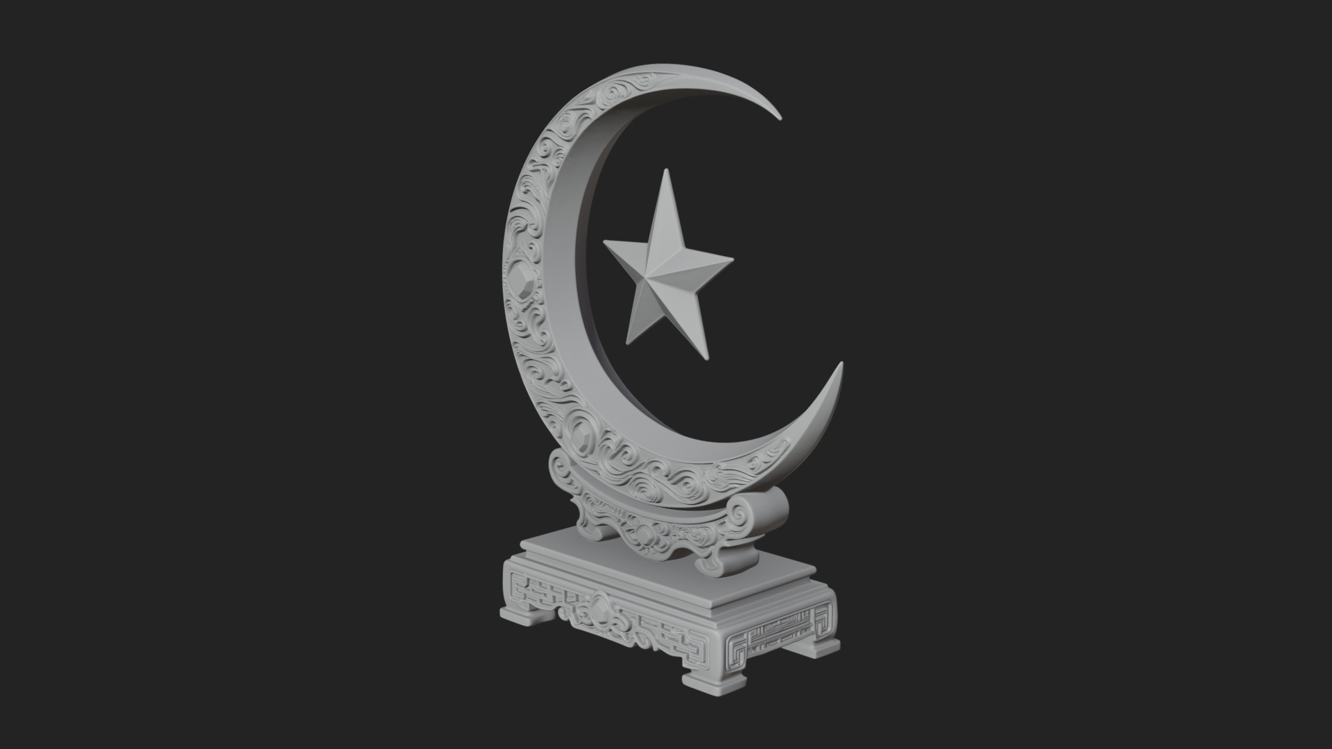 Crescent Moon Star Stand Ornament Design 3 3D Print Model 3D Model