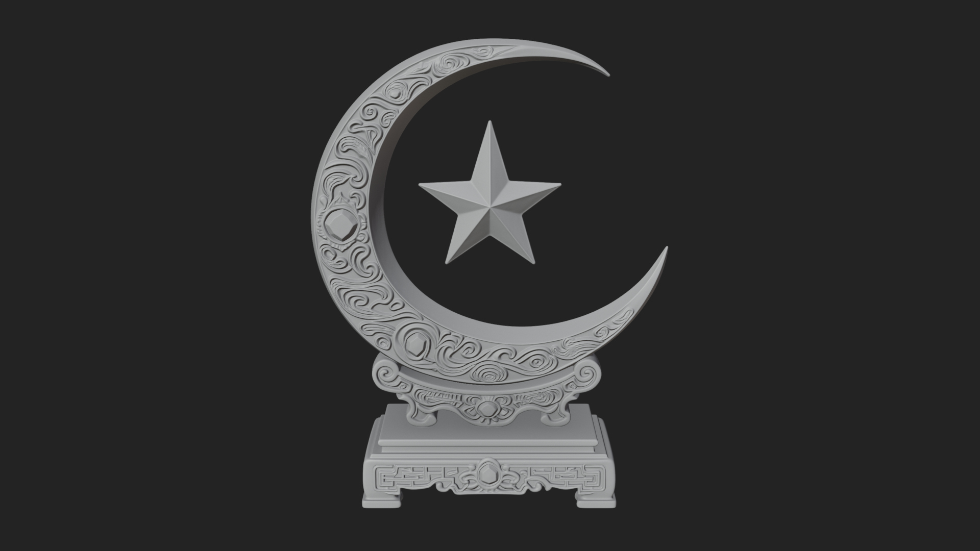Crescent Moon Star Stand Ornament Design 3 3D Print Model 3D Model