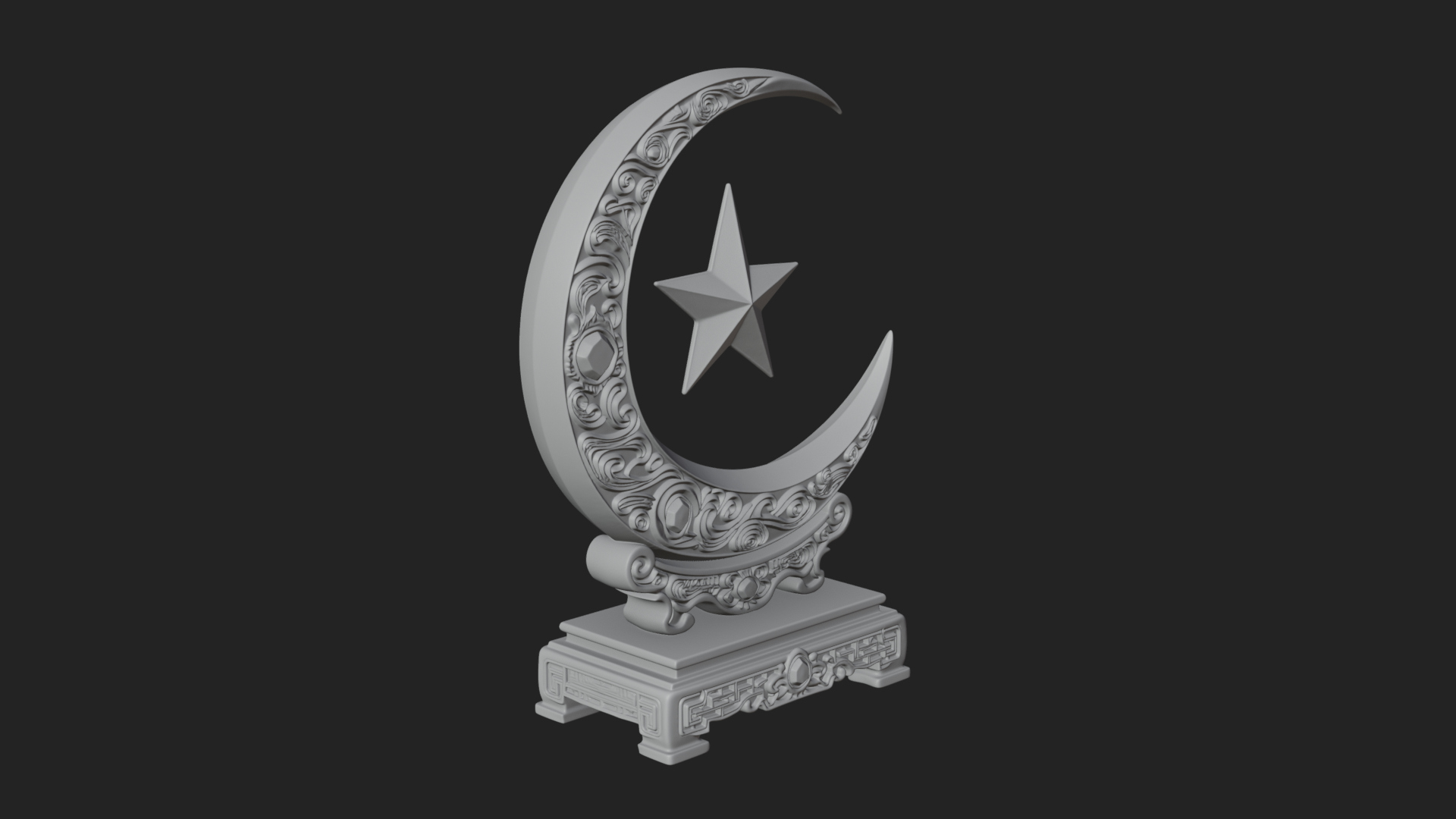 Crescent Moon Star Stand Ornament Design 3 3D Print Model 3D Model
