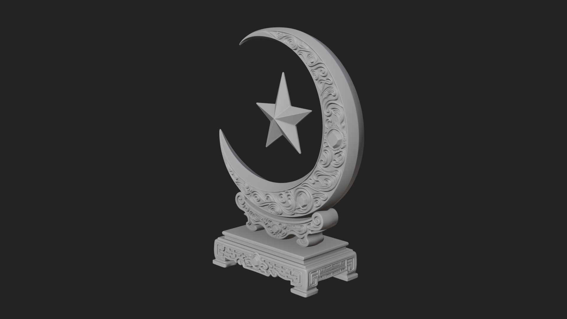 Crescent Moon Star Stand Ornament Design 3 3D Print Model 3D Model