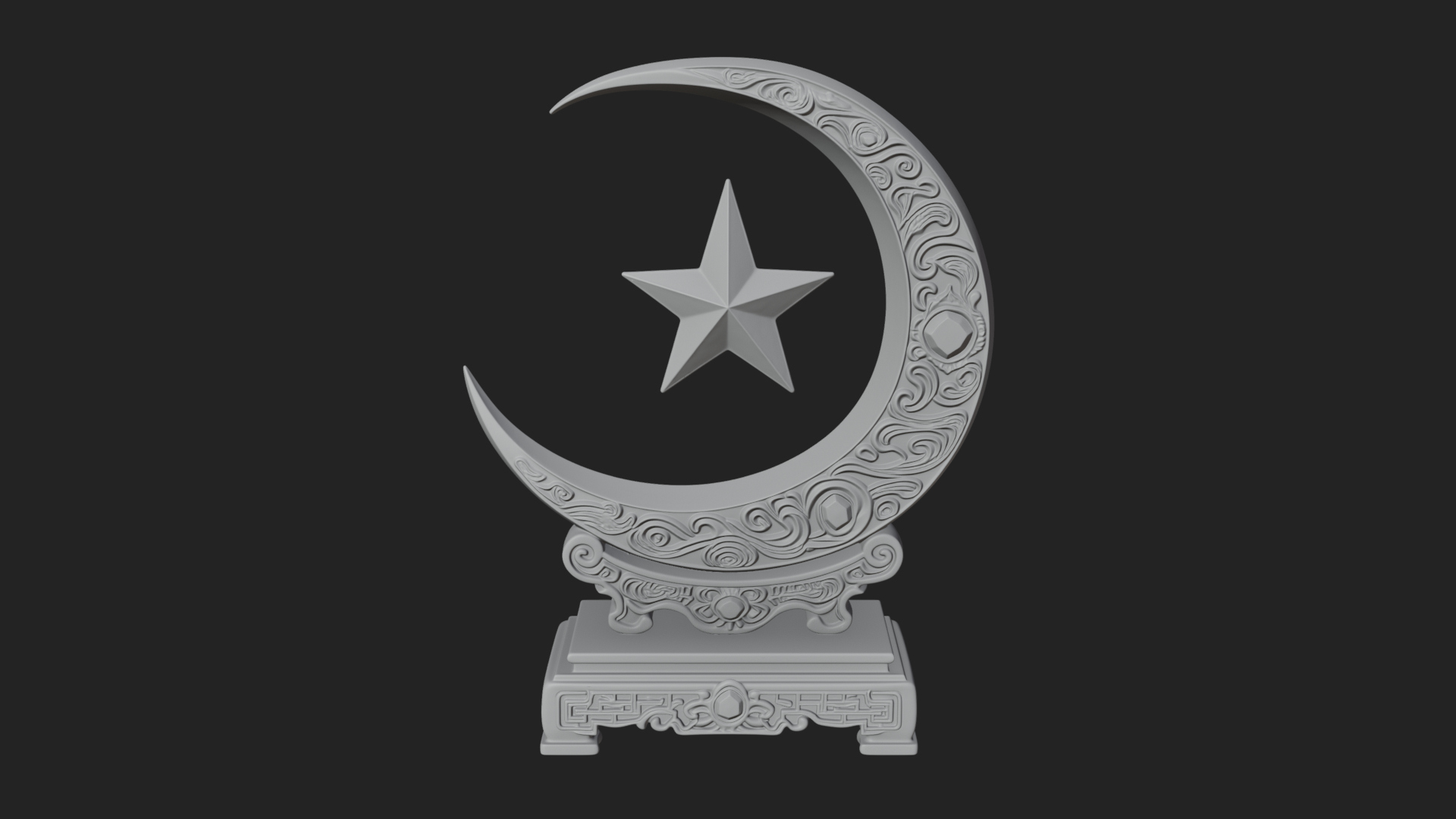 Crescent Moon Star Stand Ornament Design 3 3D Print Model 3D Model