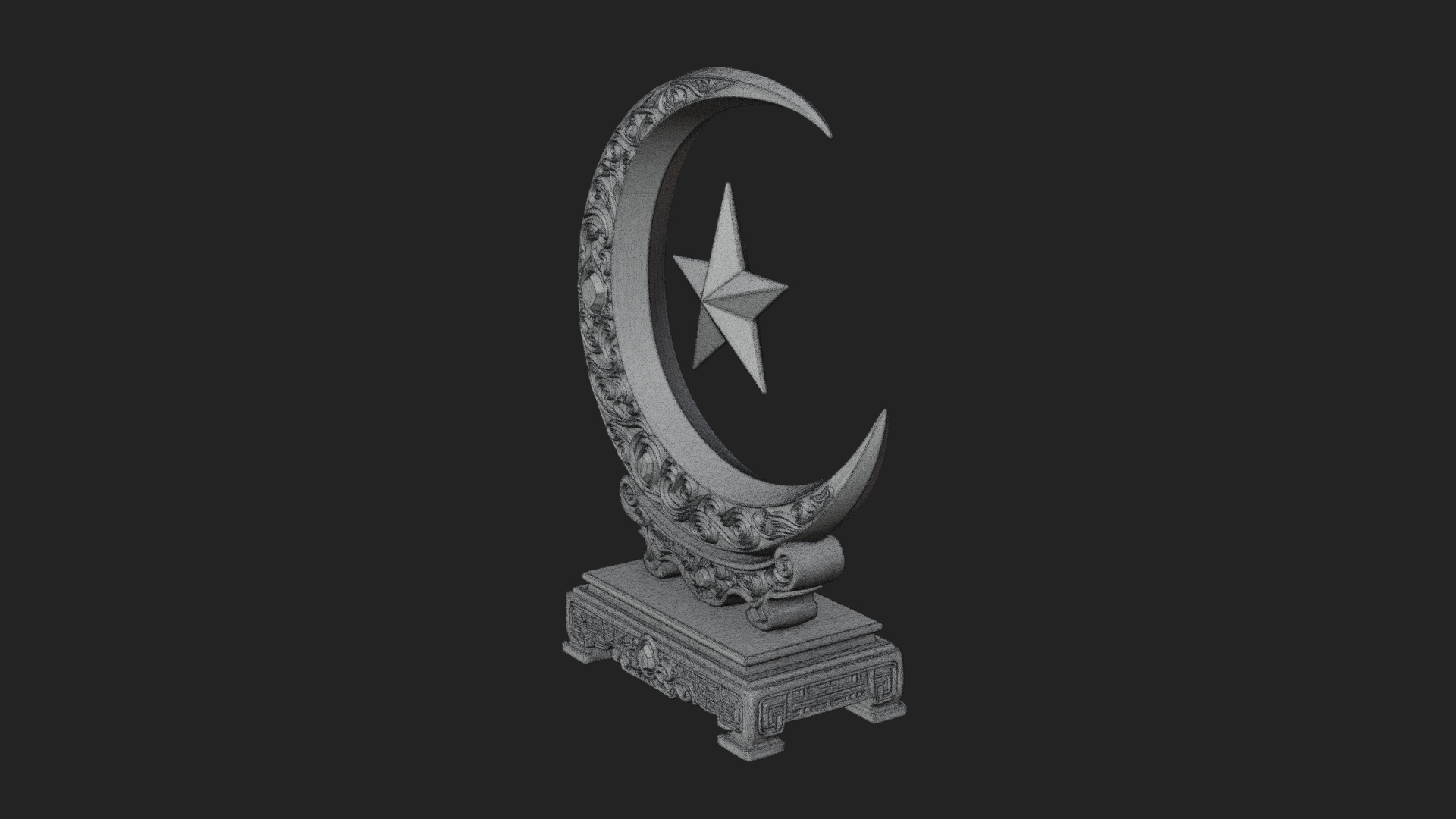 Crescent Moon Star Stand Ornament Design 3 3D Print Model 3D Model
