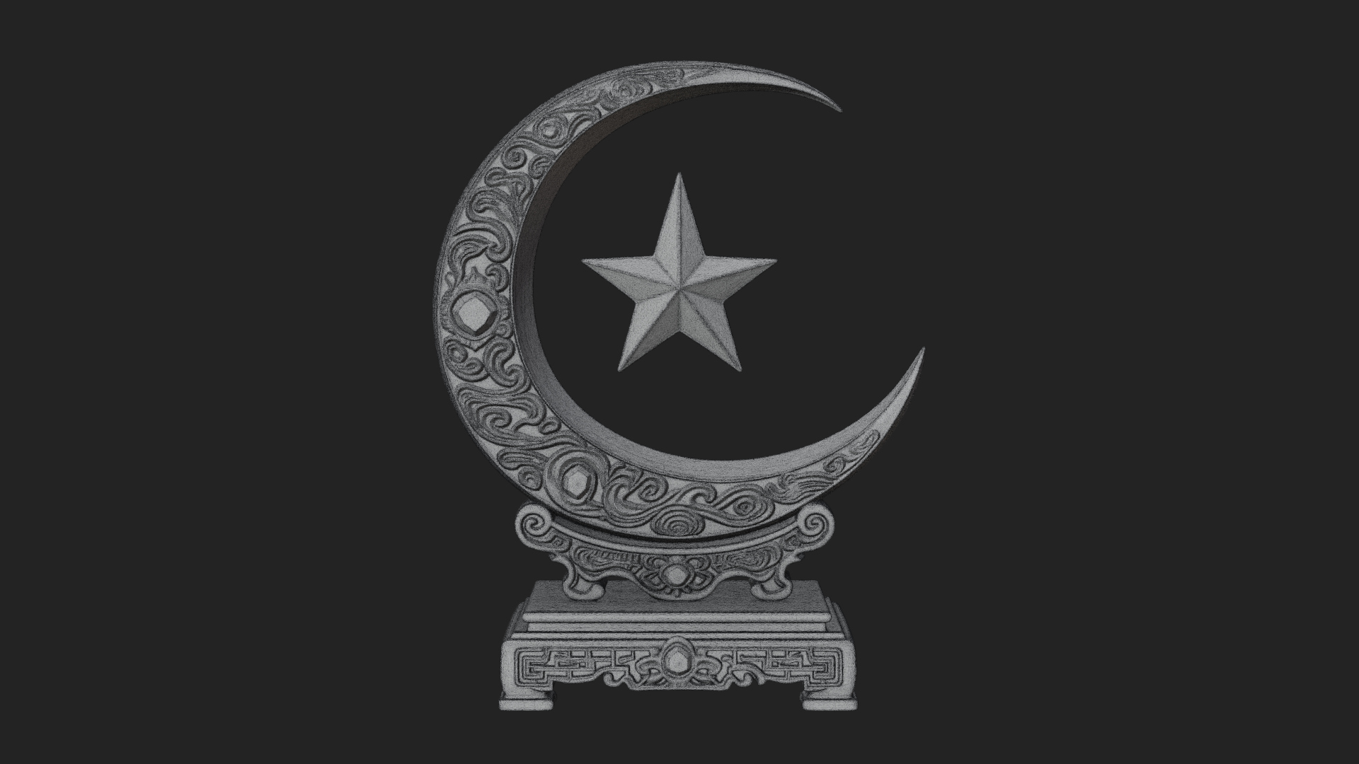Crescent Moon Star Stand Ornament Design 3 3D Print Model 3D Model