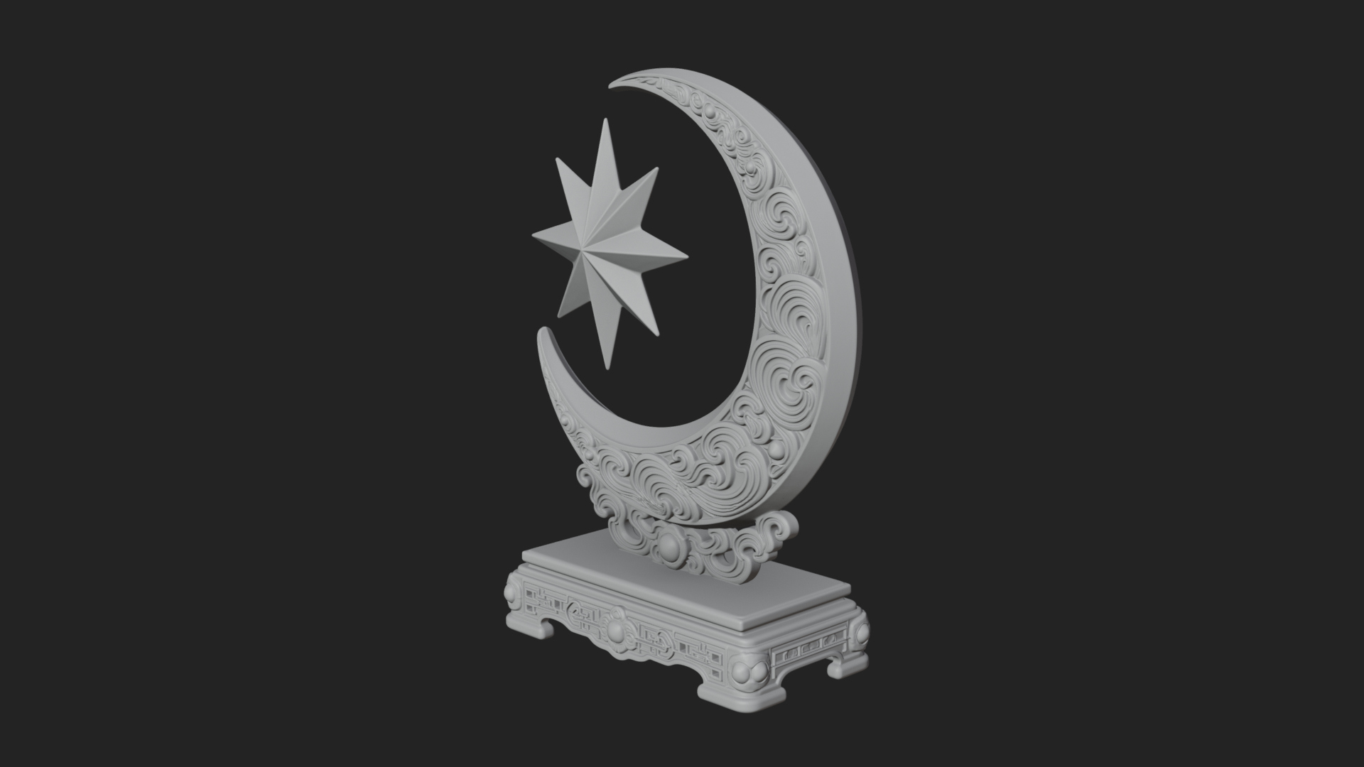 Crescent Moon Star Stand Ornament Design 4 3D Print Model 3D Model