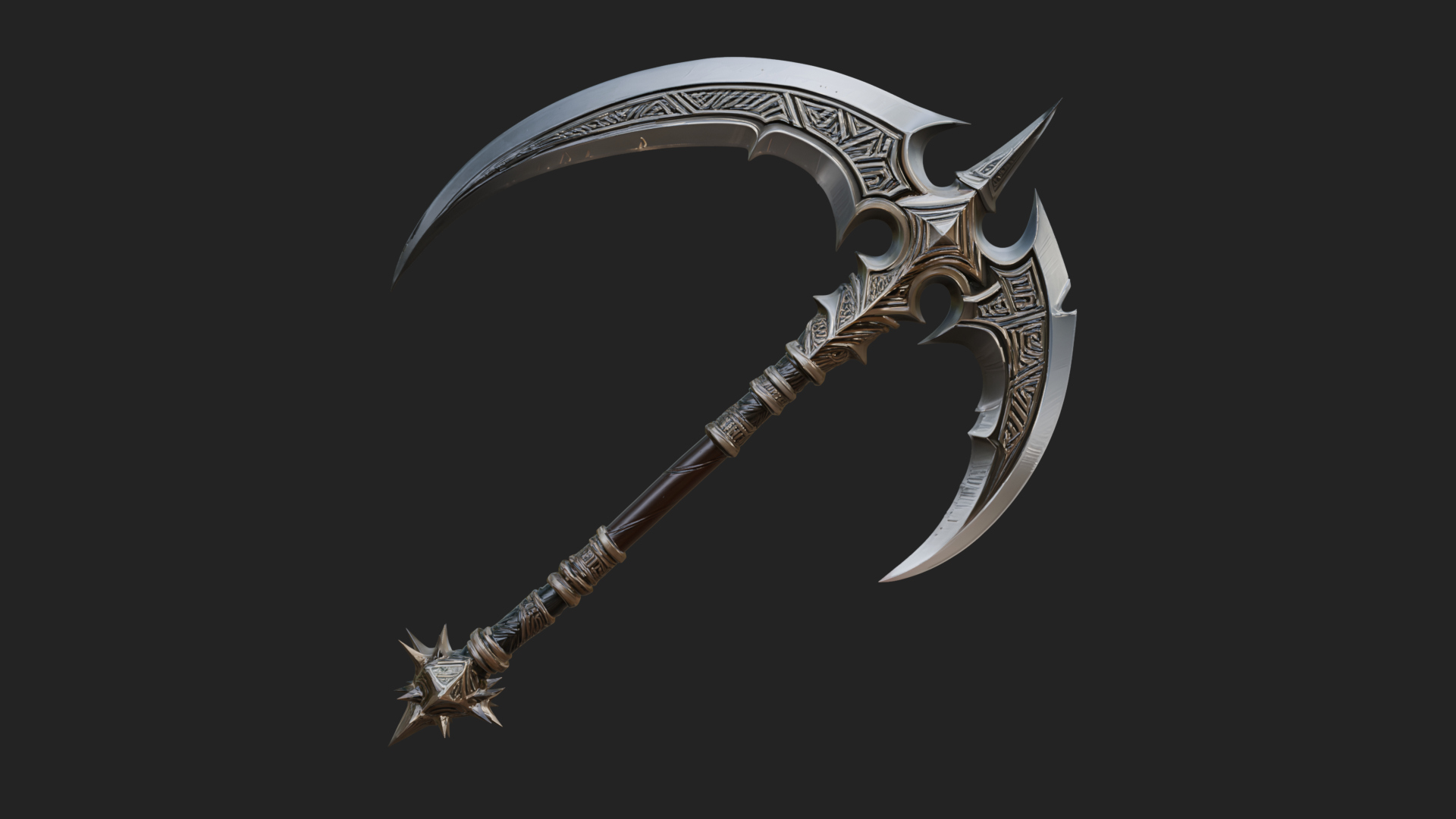 Crescent War Scythe Model Design 2 3D Print Model 3D Model