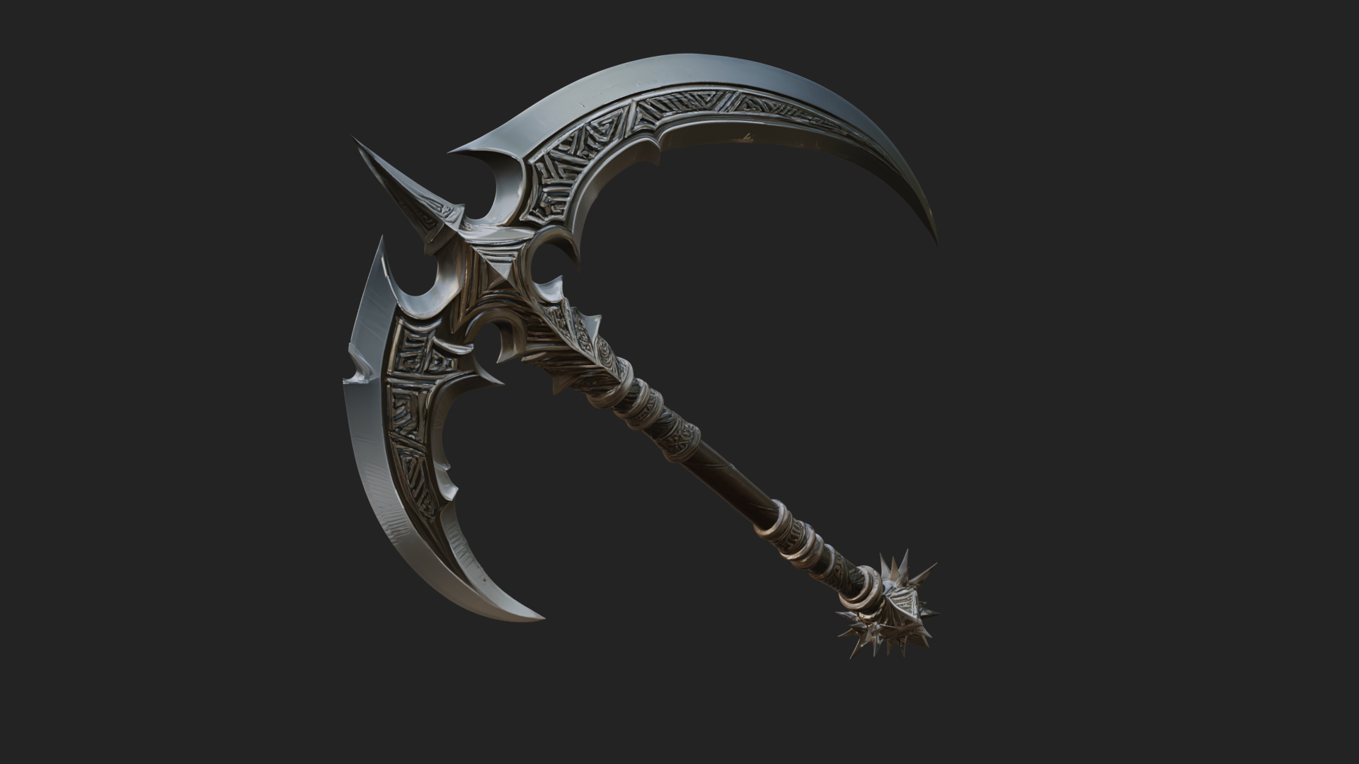 Crescent War Scythe Model Design 2 3D Print Model 3D Model