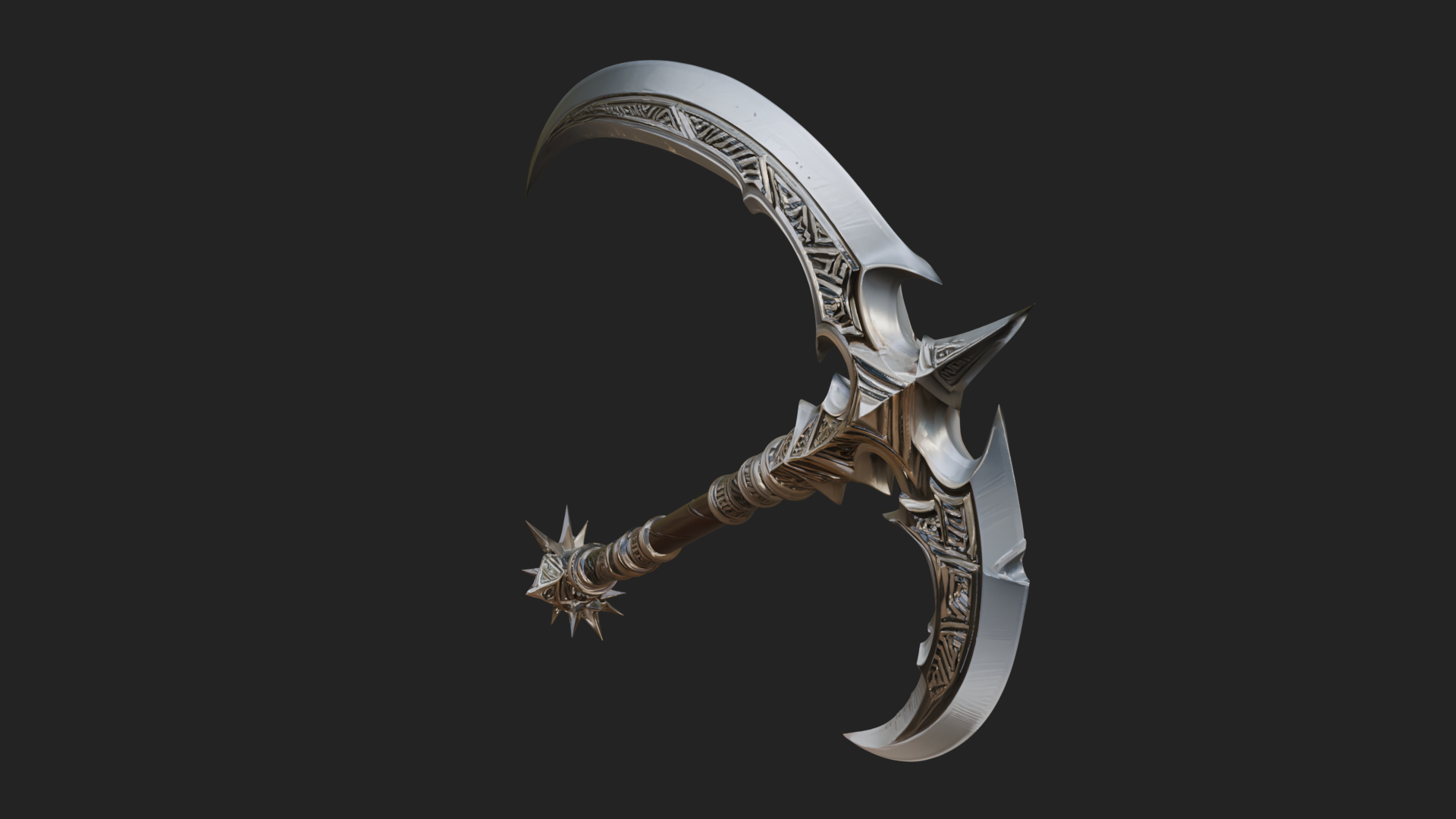 Crescent War Scythe Model Design 2 3D Print Model 3D Model
