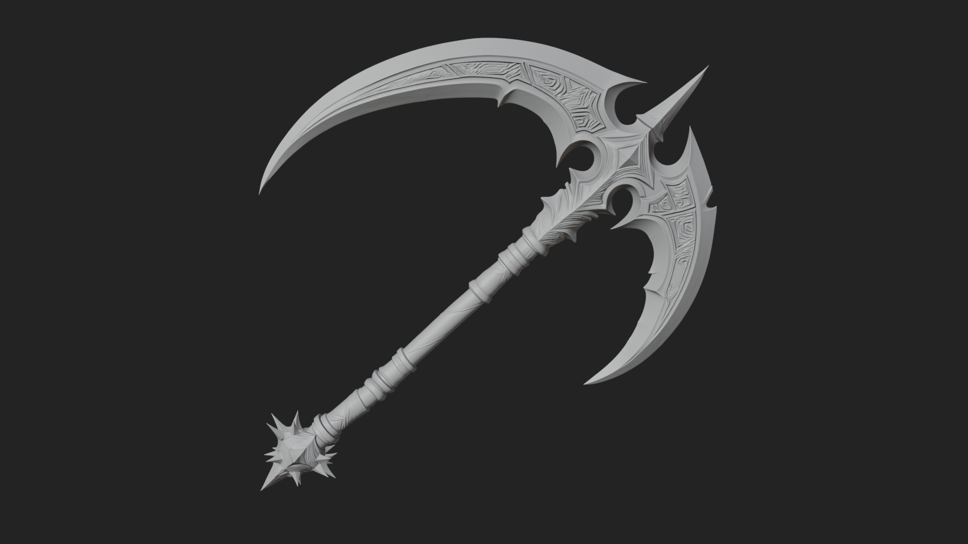 Crescent War Scythe Model Design 2 3D Print Model 3D Model