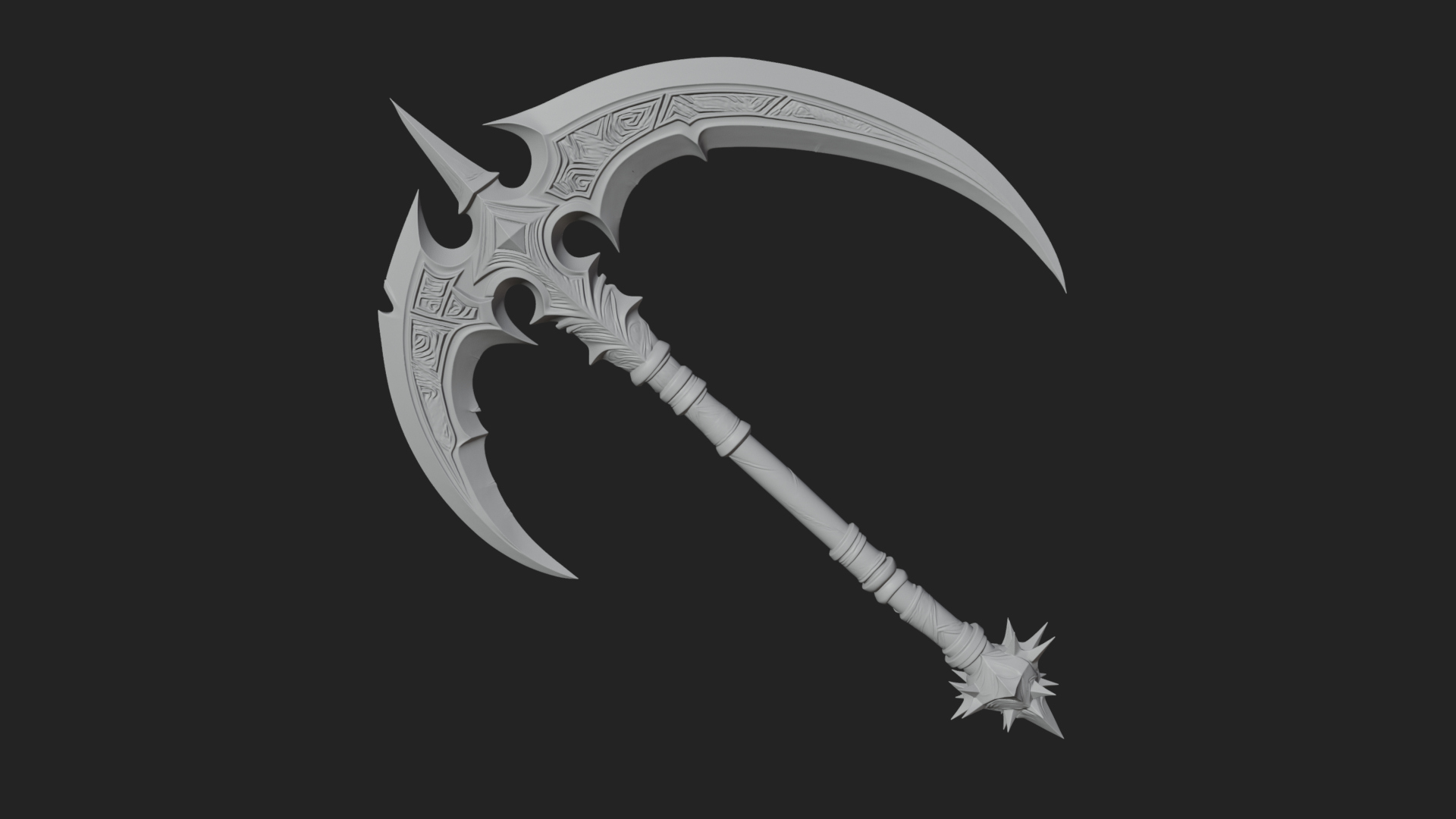Crescent War Scythe Model Design 2 3D Print Model 3D Model