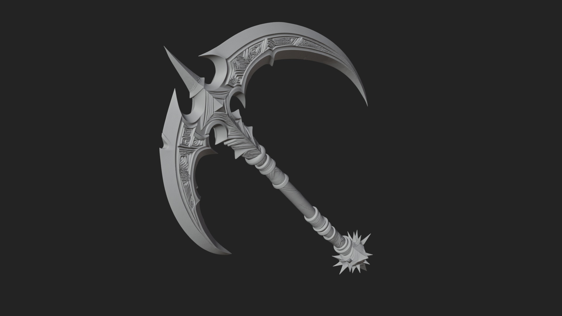 Crescent War Scythe Model Design 2 3D Print Model 3D Model