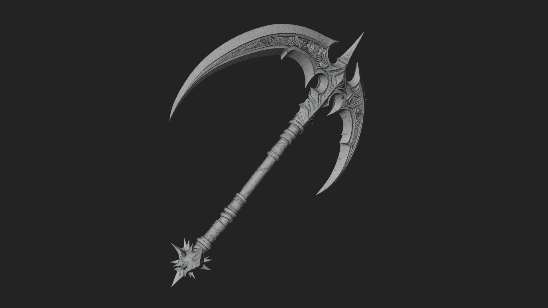 Crescent War Scythe Model Design 2 3D Print Model 3D Model