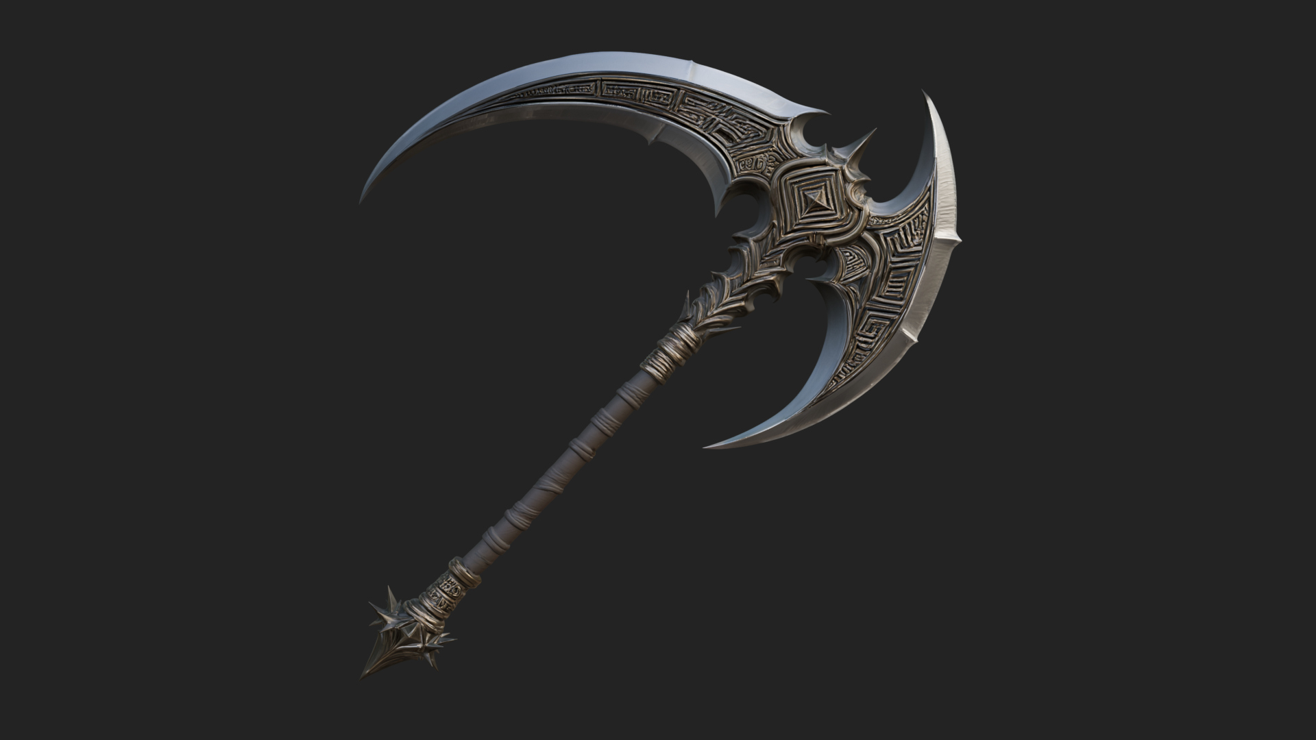 Crescent War Scythe Model Design 4 3D Print Model 3D Model