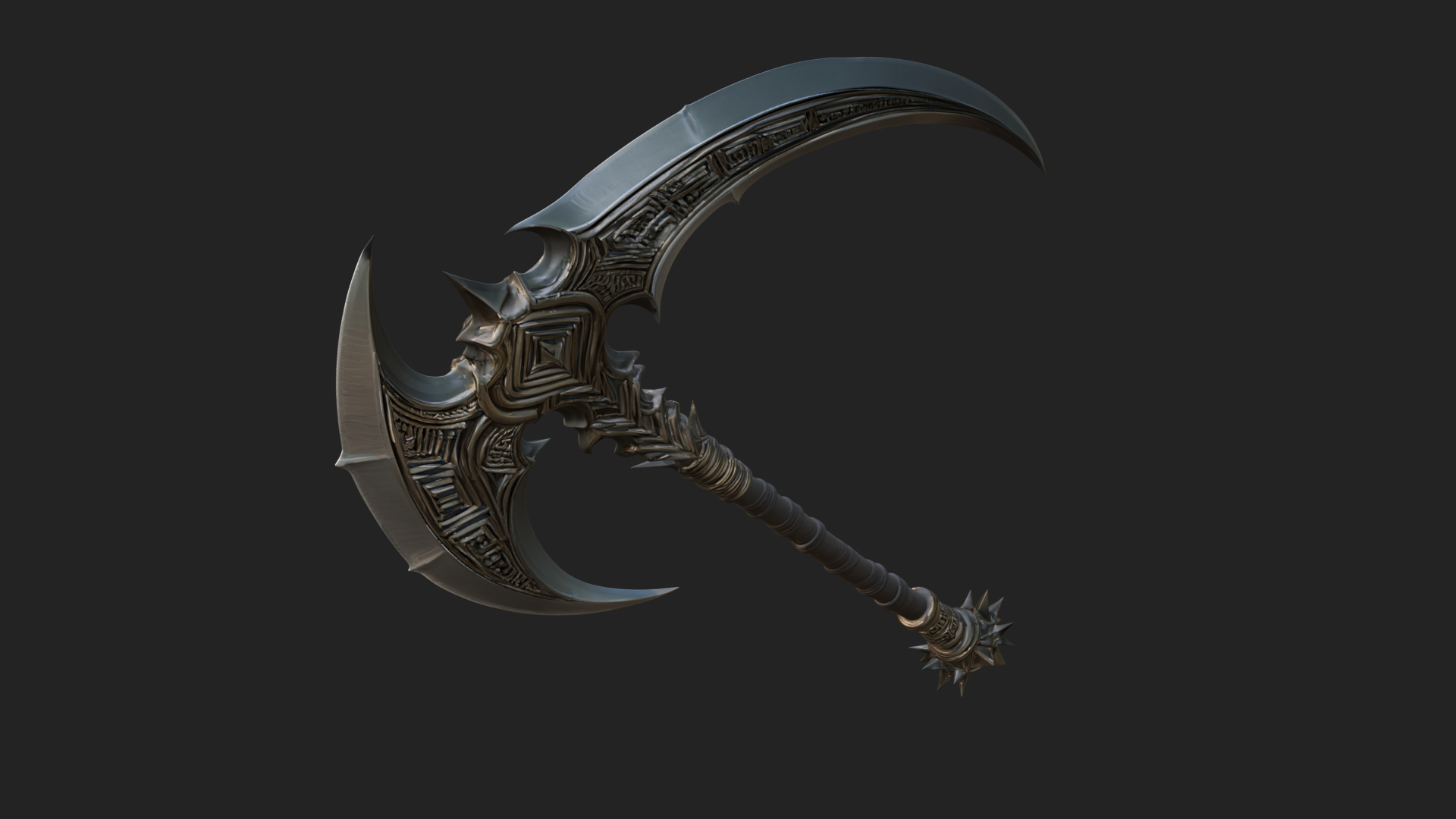Crescent War Scythe Model Design 4 3D Print Model 3D Model