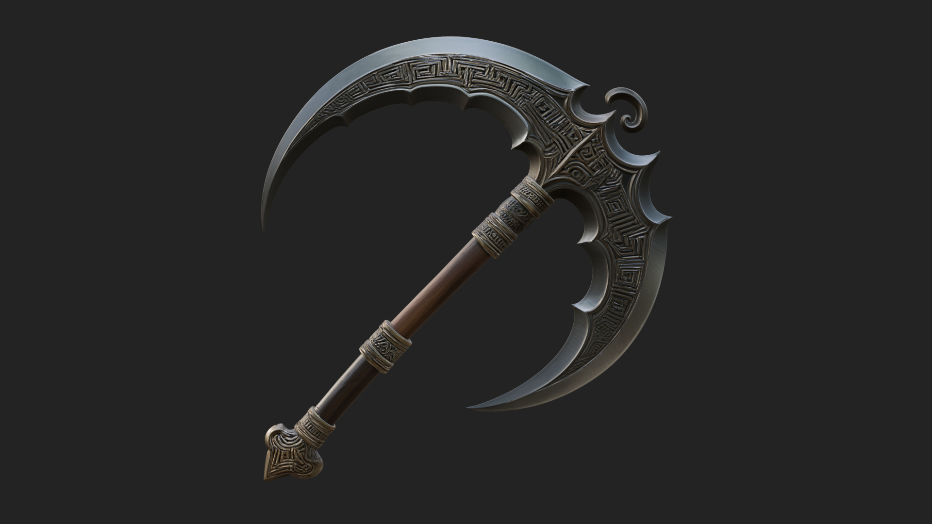 Crescent War Scythe Model Design 5 3D Print Model 3D Model