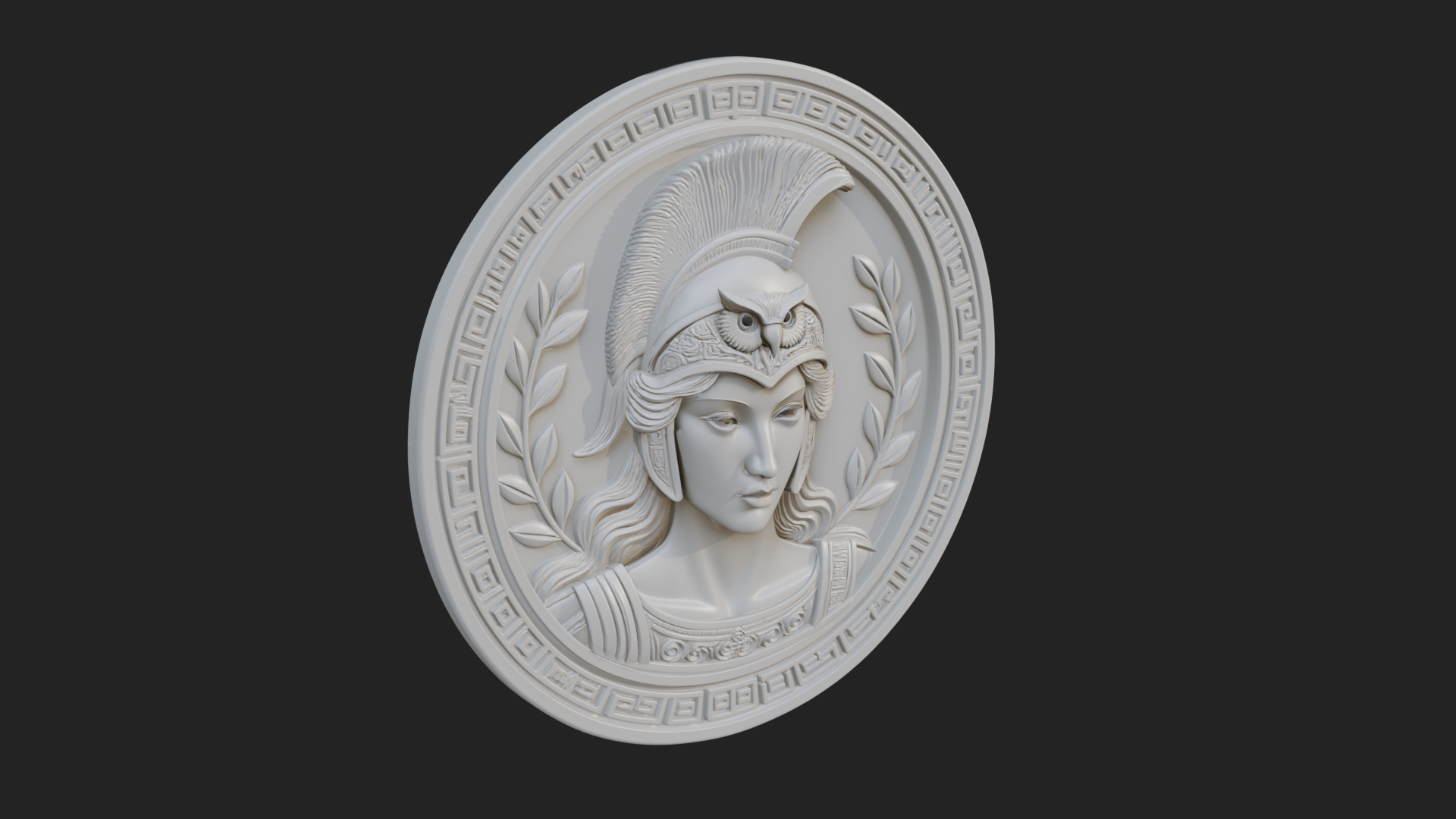 Crested Helm Goddess Oval Plaque Design 1 3D Print Model 3D Model