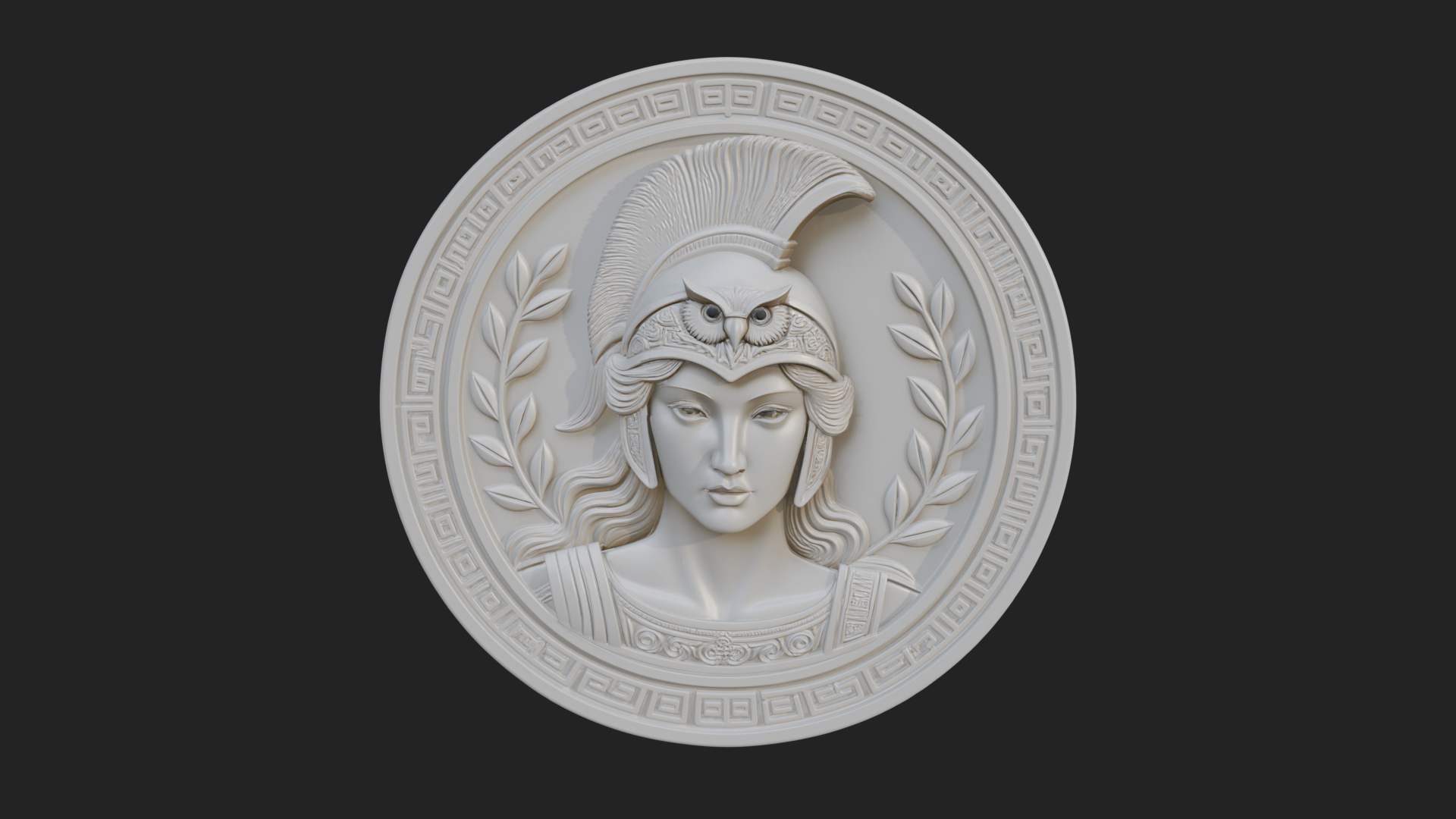 Crested Helm Goddess Oval Plaque Design 1 3D Print Model 3D Model