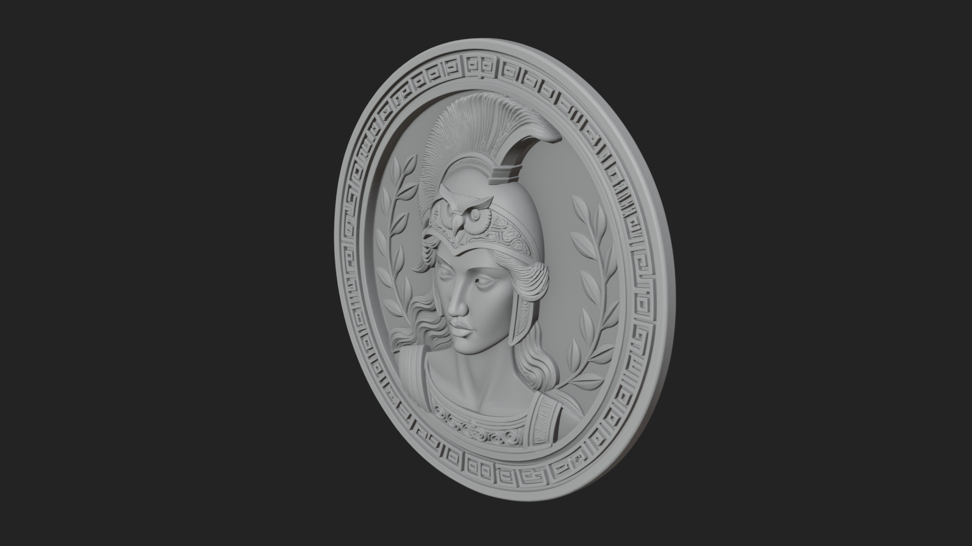 Crested Helm Goddess Oval Plaque Design 1 3D Print Model 3D Model