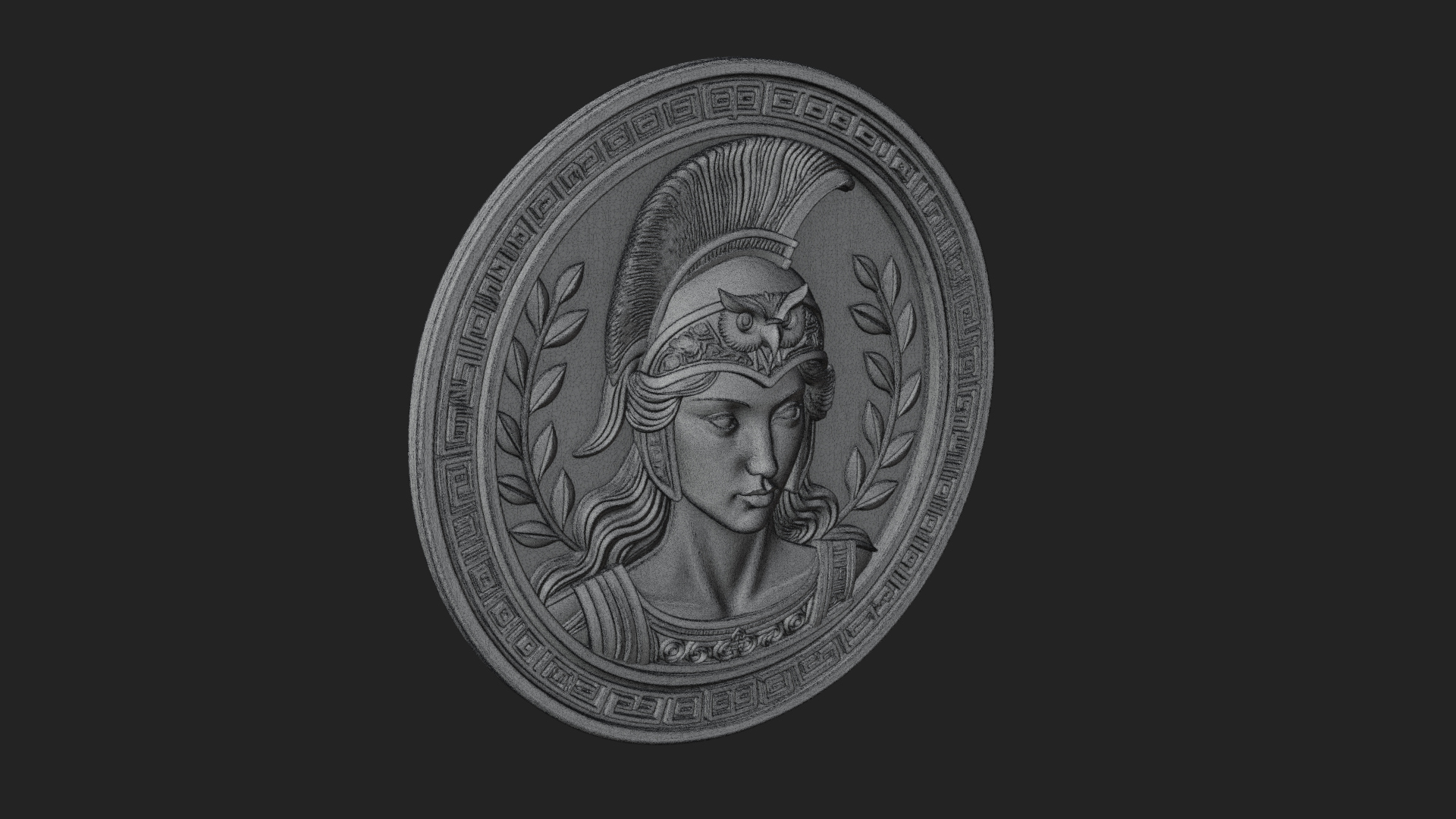 Crested Helm Goddess Oval Plaque Design 1 3D Print Model 3D Model