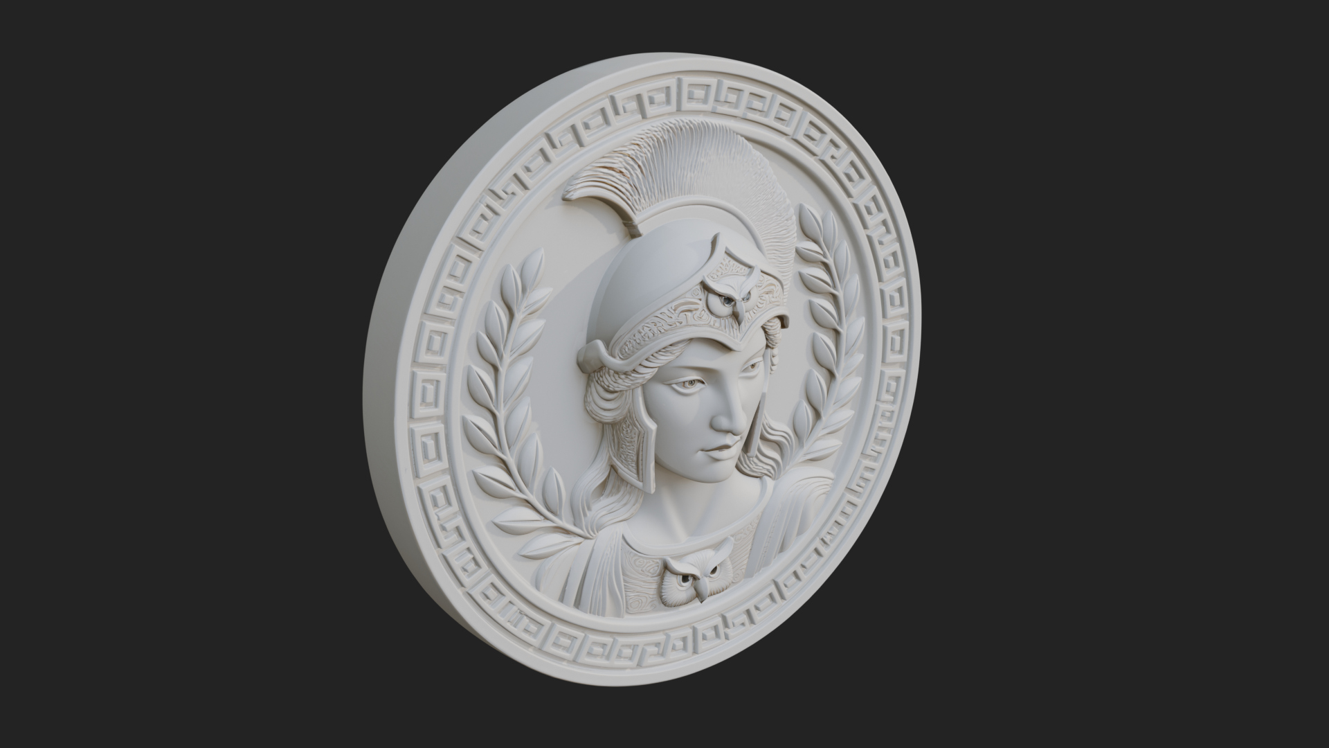 Crested Helm Goddess Oval Plaque Design 2 3D Print Model 3D Model