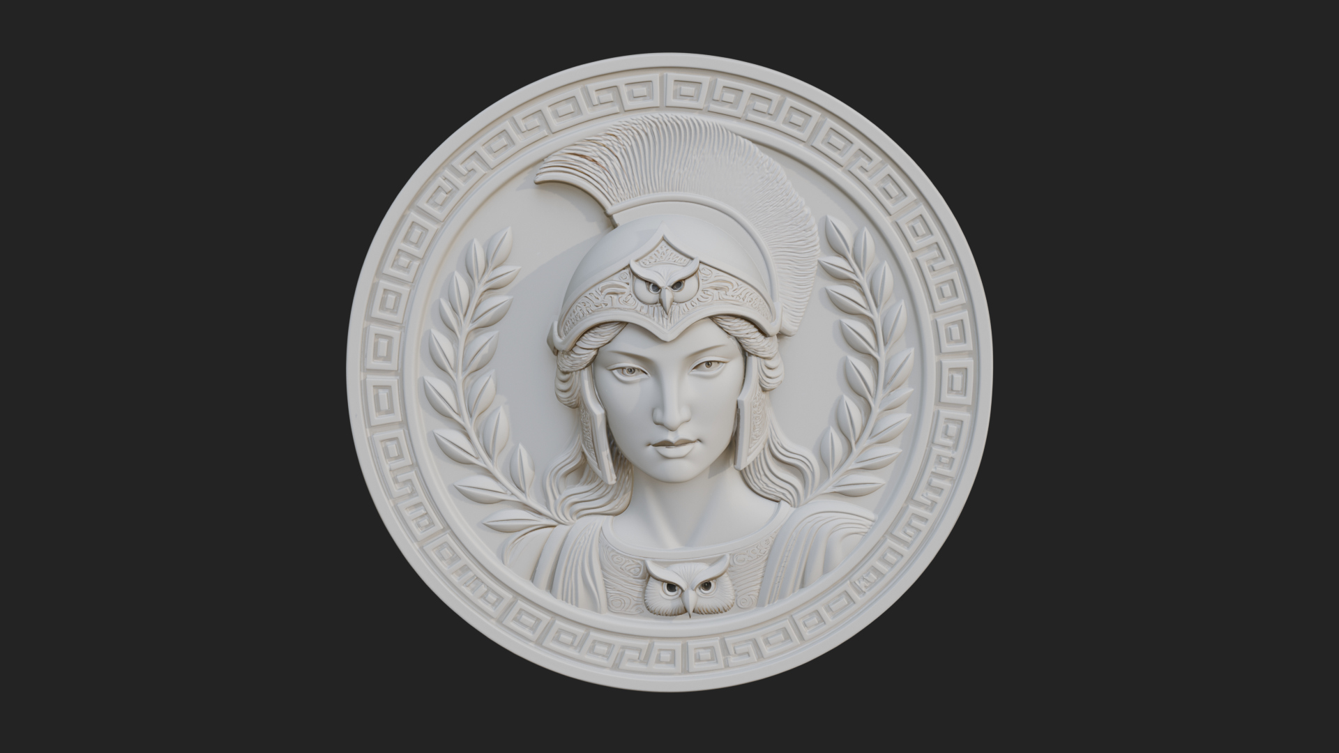 Crested Helm Goddess Oval Plaque Design 2 3D Print Model 3D Model