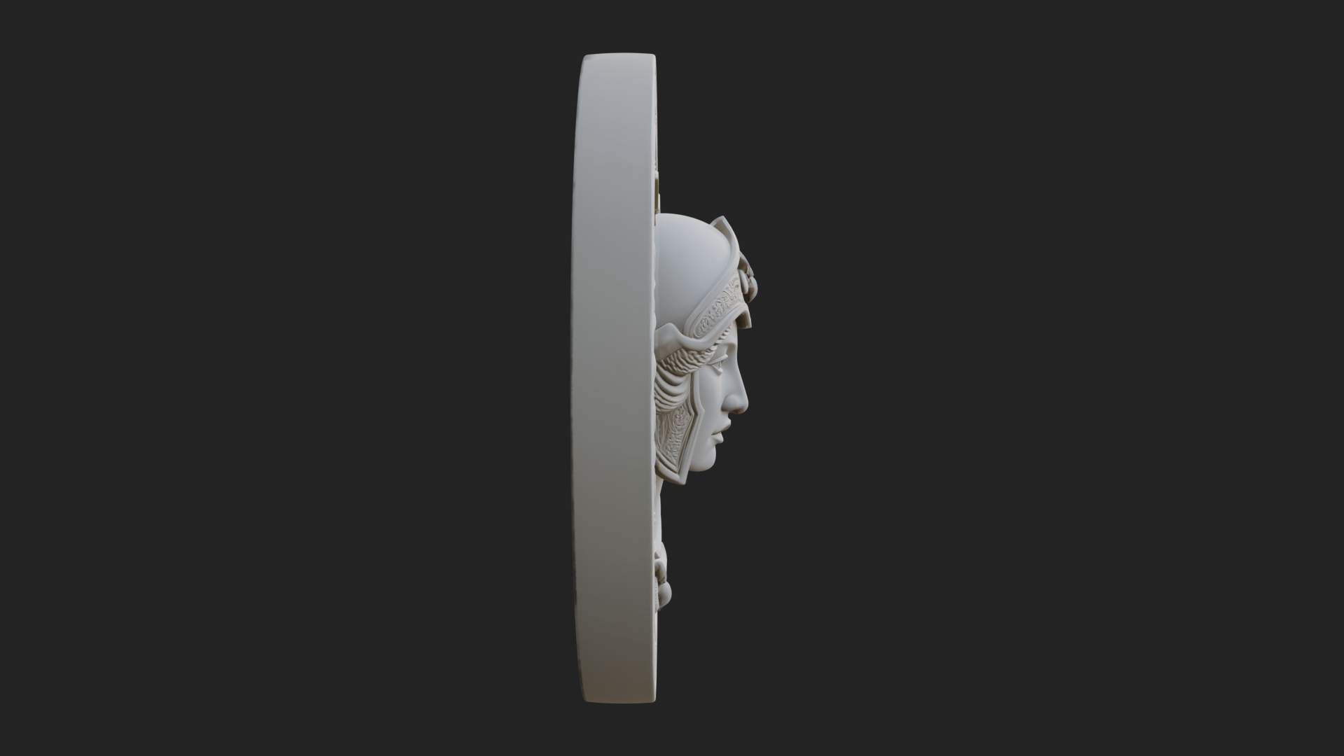 Crested Helm Goddess Oval Plaque Design 2 3D Print Model 3D Model