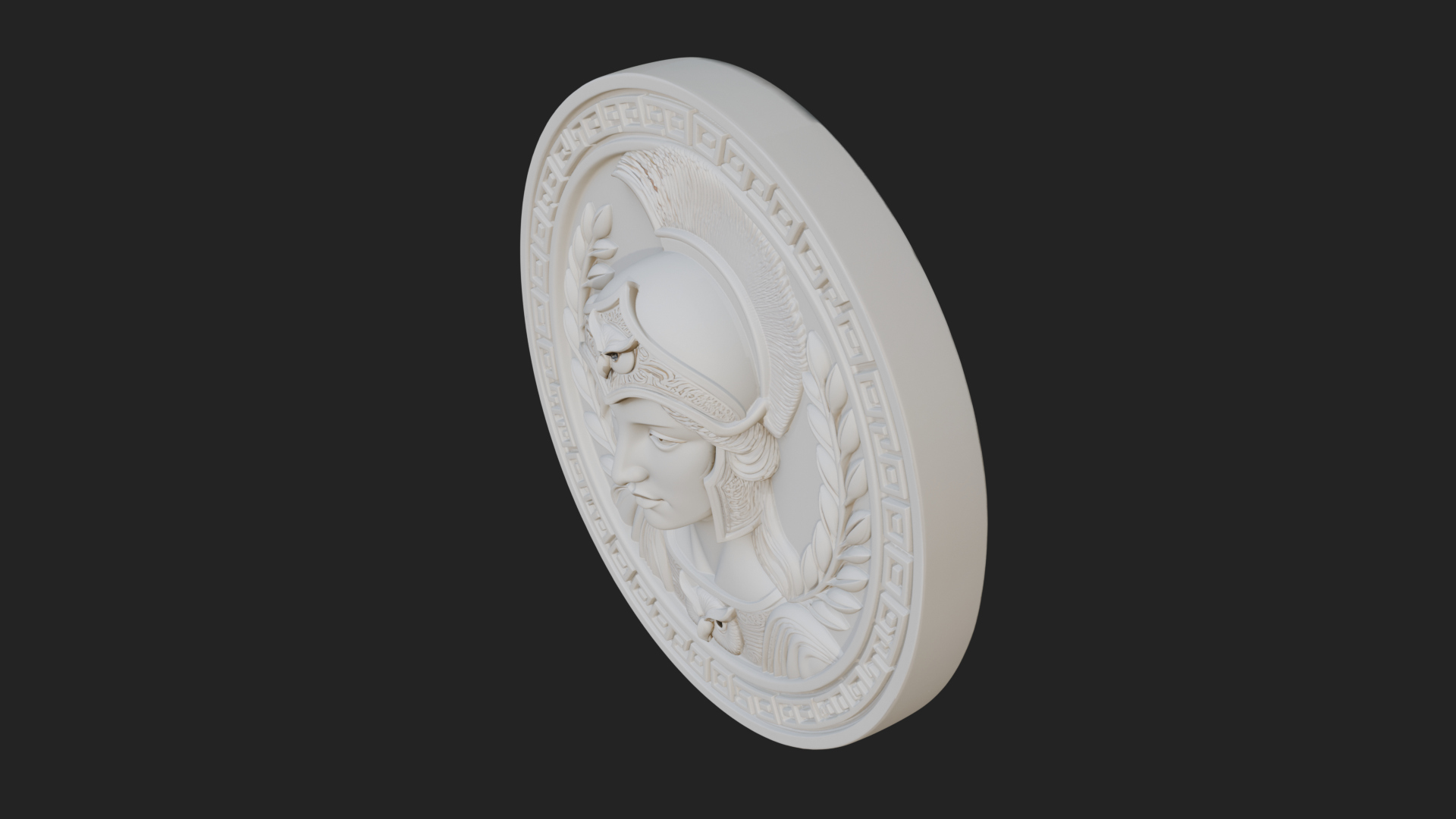Crested Helm Goddess Oval Plaque Design 2 3D Print Model 3D Model