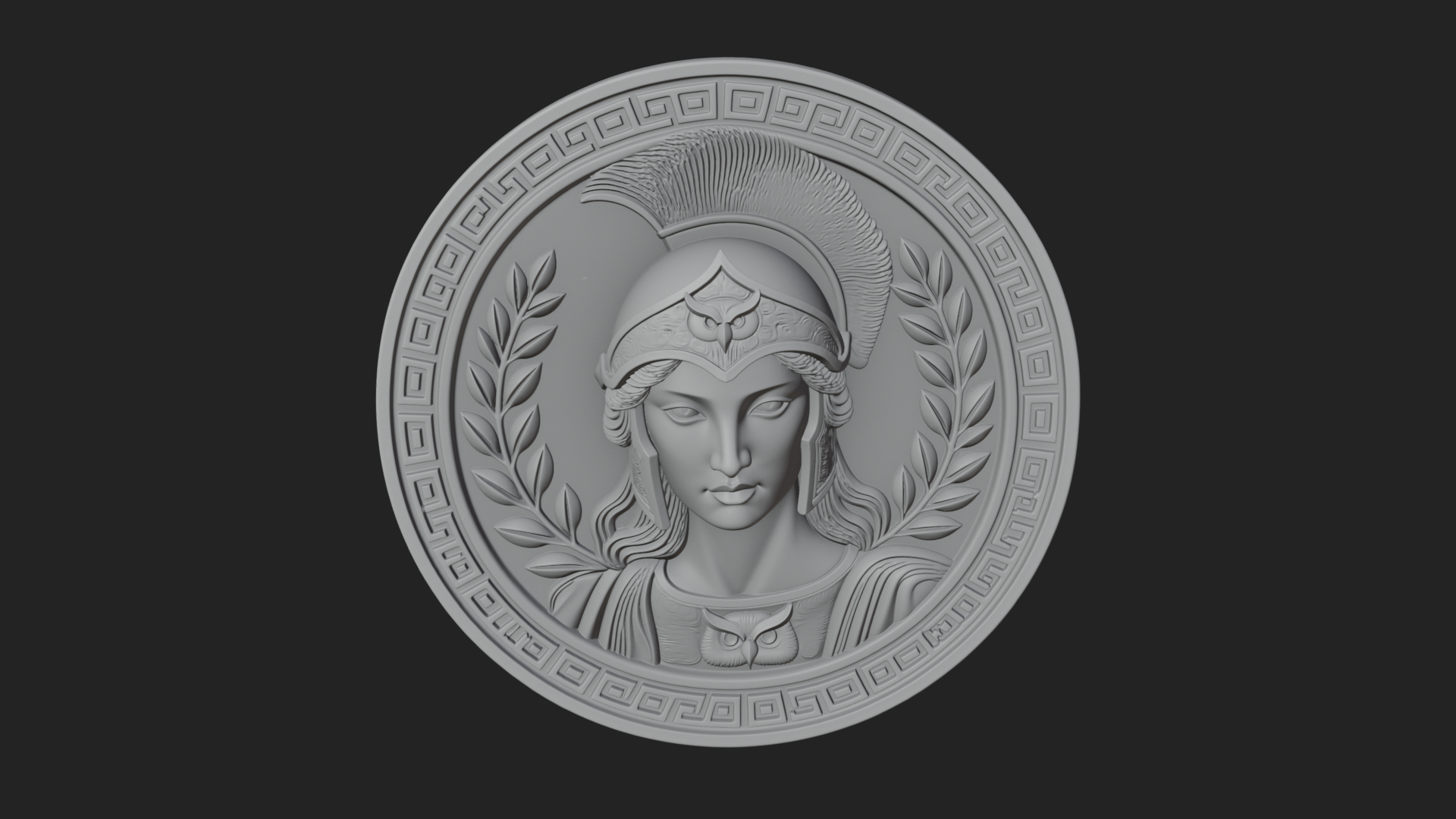 Crested Helm Goddess Oval Plaque Design 2 3D Print Model 3D Model