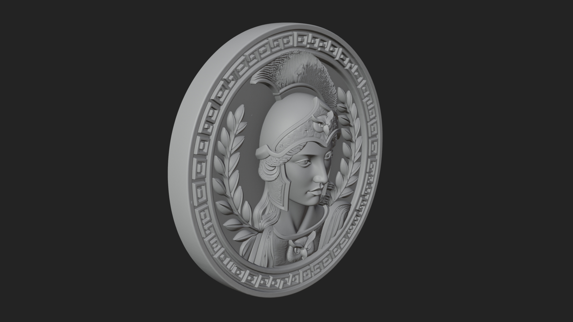 Crested Helm Goddess Oval Plaque Design 2 3D Print Model 3D Model