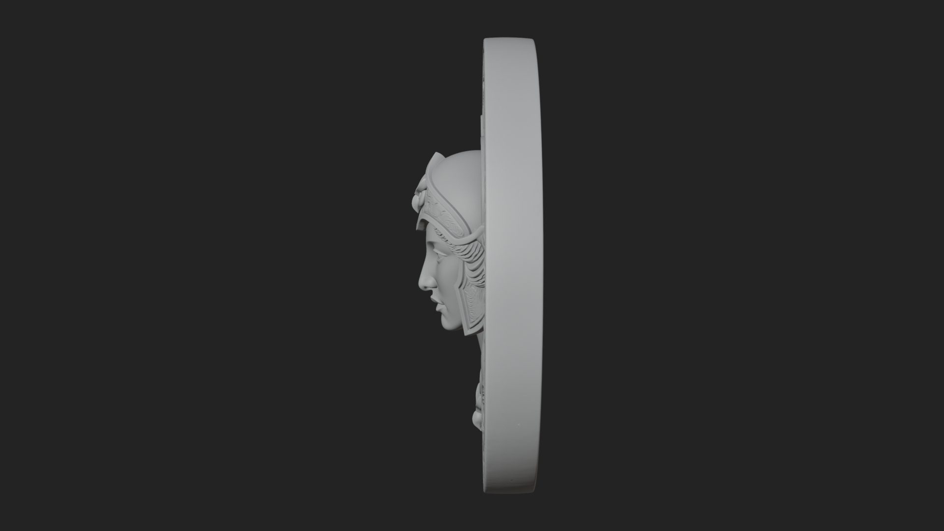 Crested Helm Goddess Oval Plaque Design 2 3D Print Model 3D Model