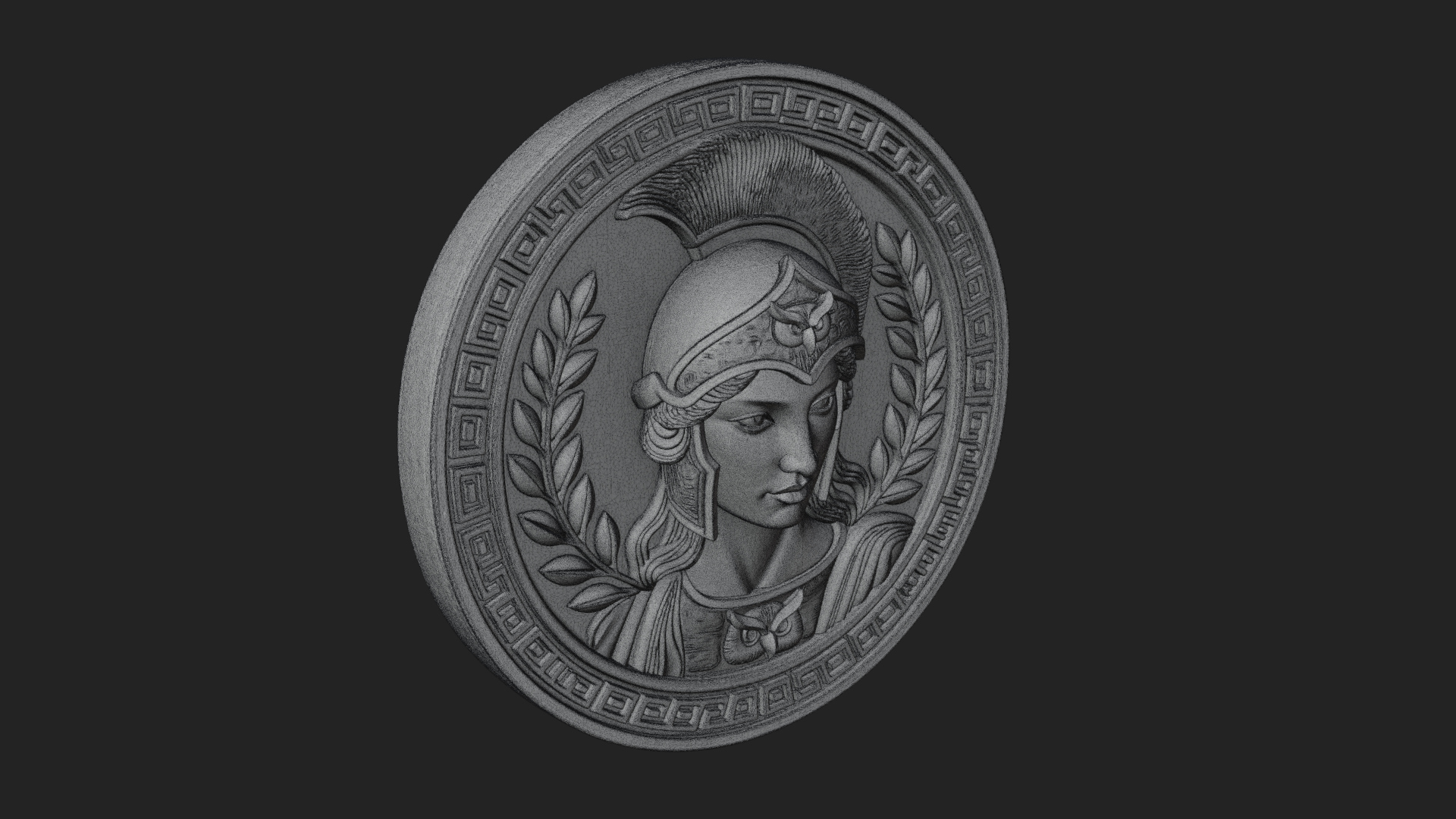 Crested Helm Goddess Oval Plaque Design 2 3D Print Model 3D Model