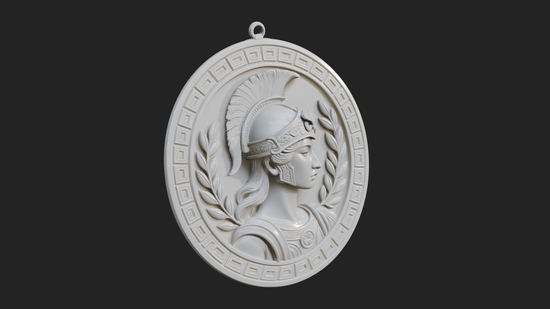 Crested Helm Goddess Oval Plaque Design 3 3D Print Model 3D Model
