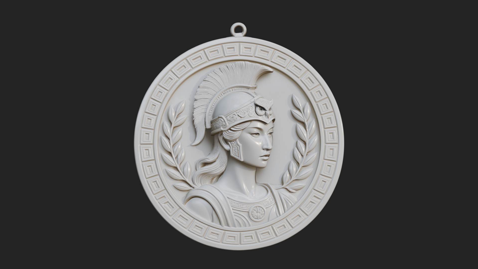Crested Helm Goddess Oval Plaque Design 3 3D Print Model 3D Model