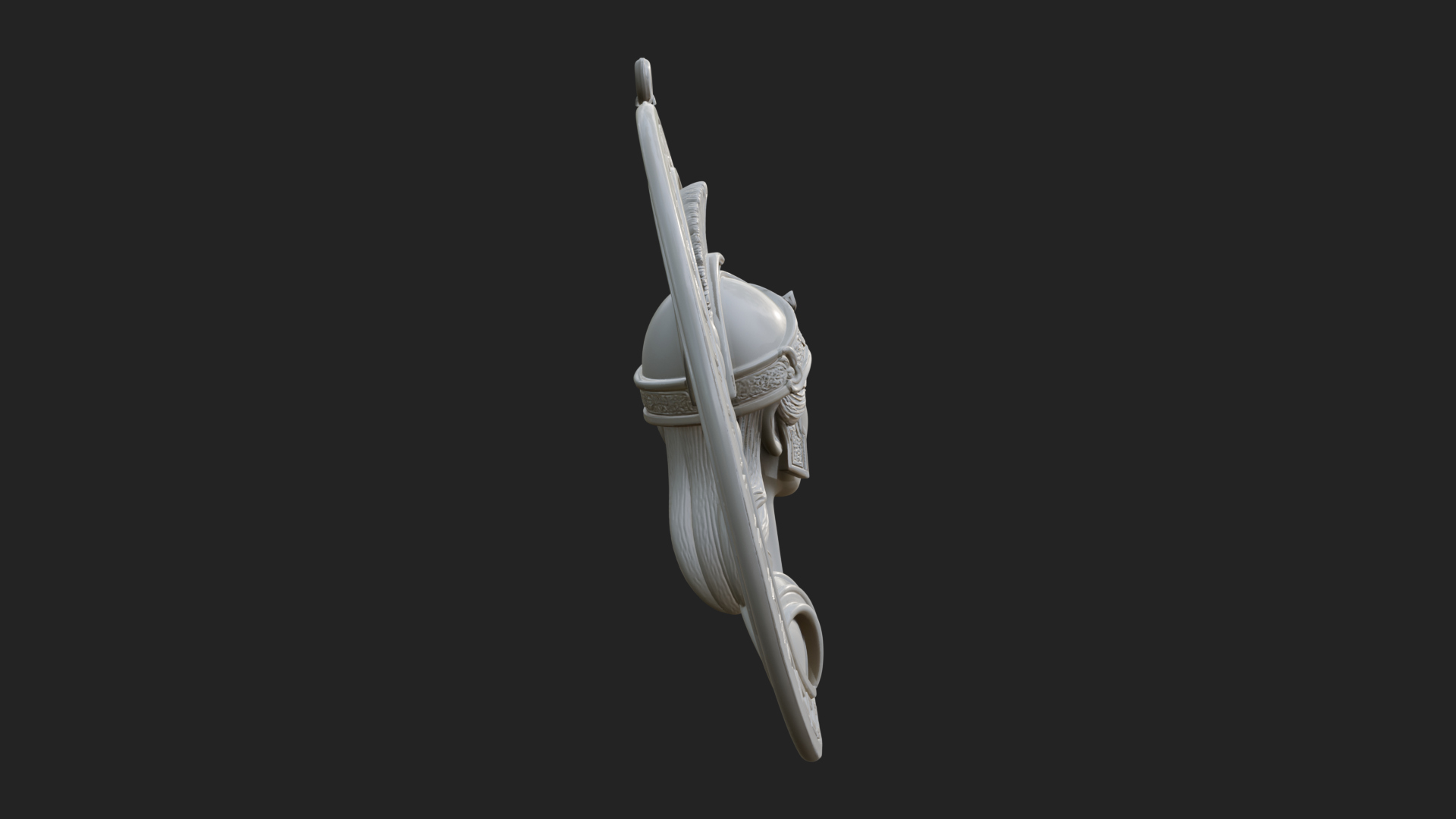 Crested Helm Goddess Oval Plaque Design 3 3D Print Model 3D Model
