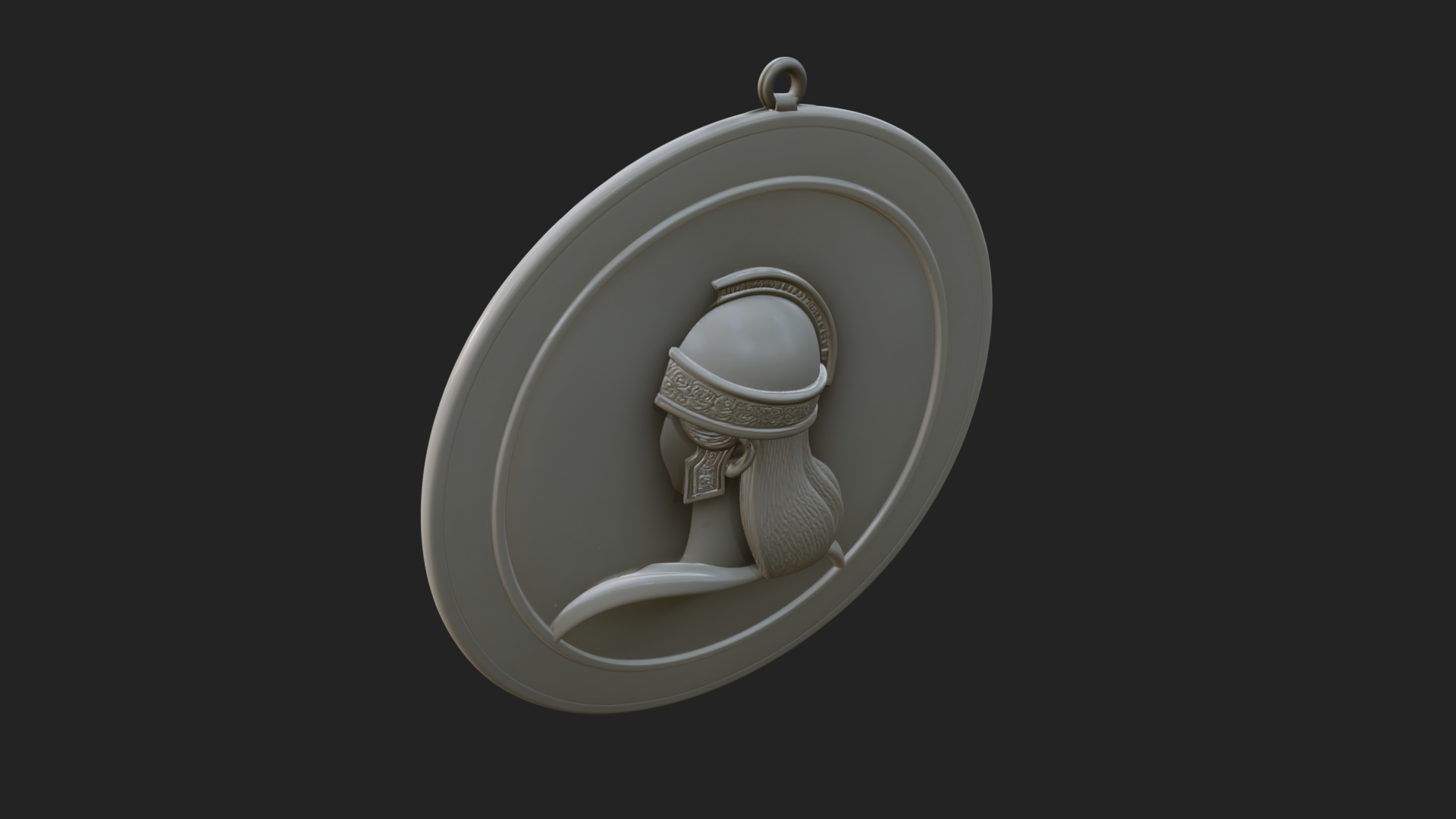 Crested Helm Goddess Oval Plaque Design 3 3D Print Model 3D Model
