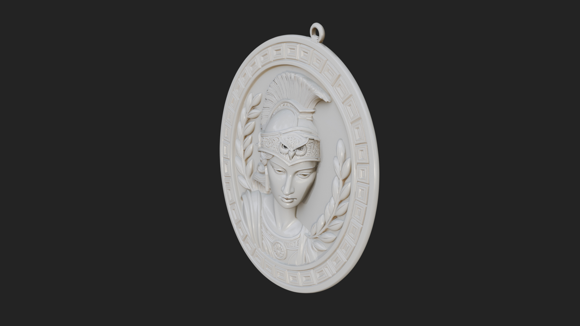 Crested Helm Goddess Oval Plaque Design 3 3D Print Model 3D Model