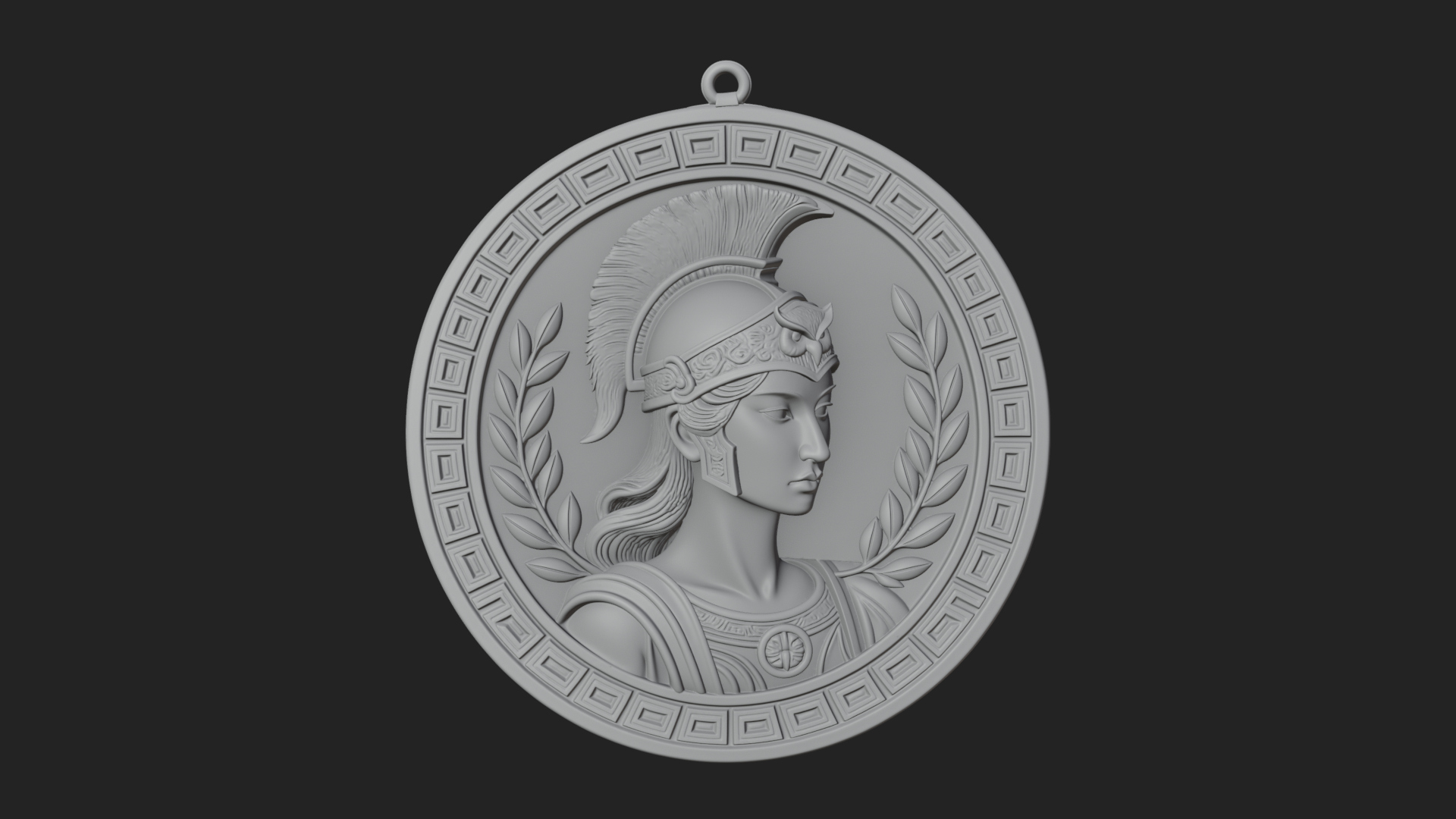 Crested Helm Goddess Oval Plaque Design 3 3D Print Model 3D Model