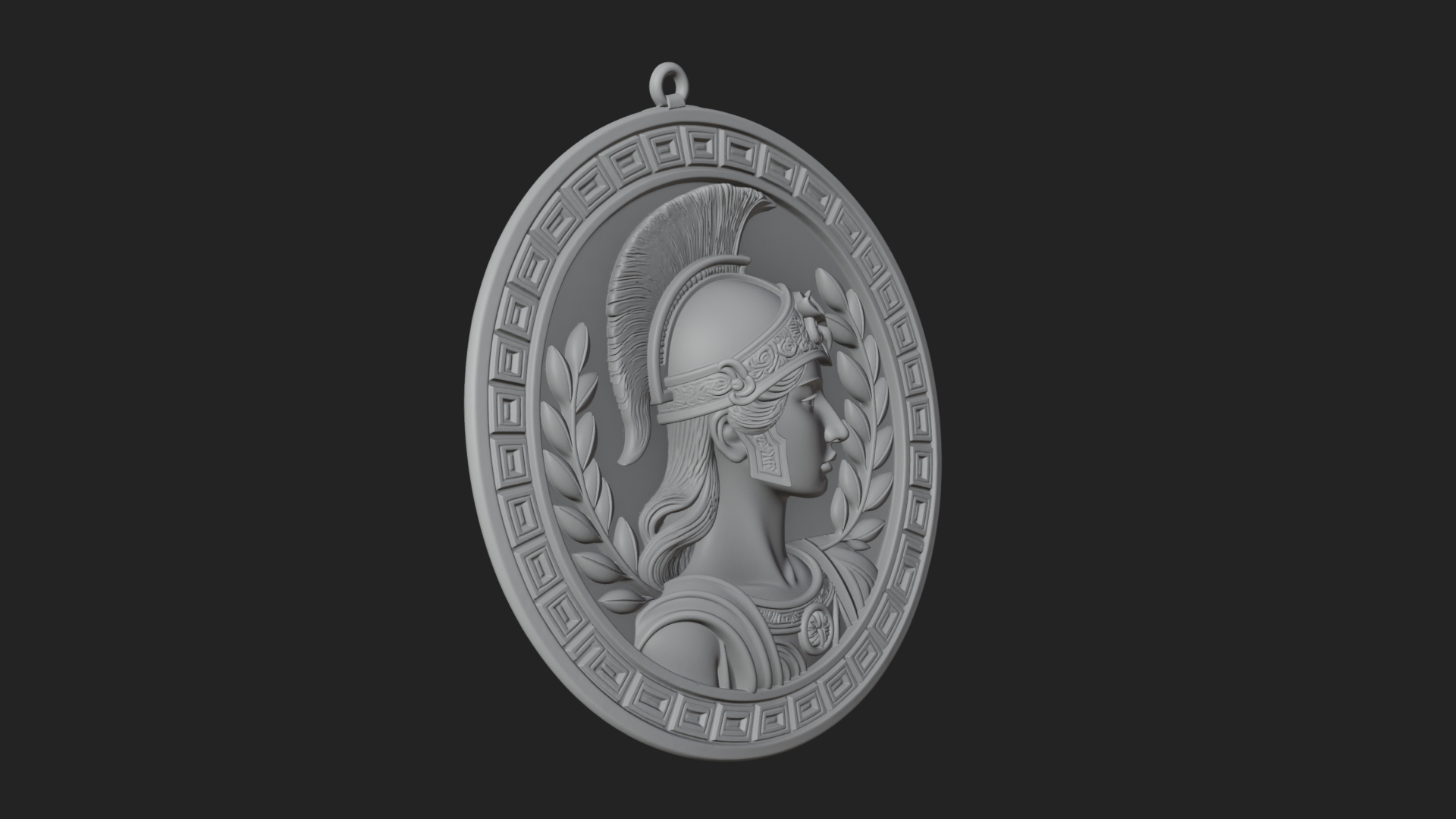 Crested Helm Goddess Oval Plaque Design 3 3D Print Model 3D Model